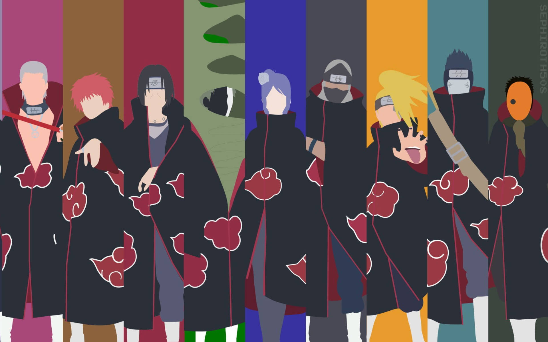 Minimalistiske Naruto-figurer Akatsuki Wallpapers