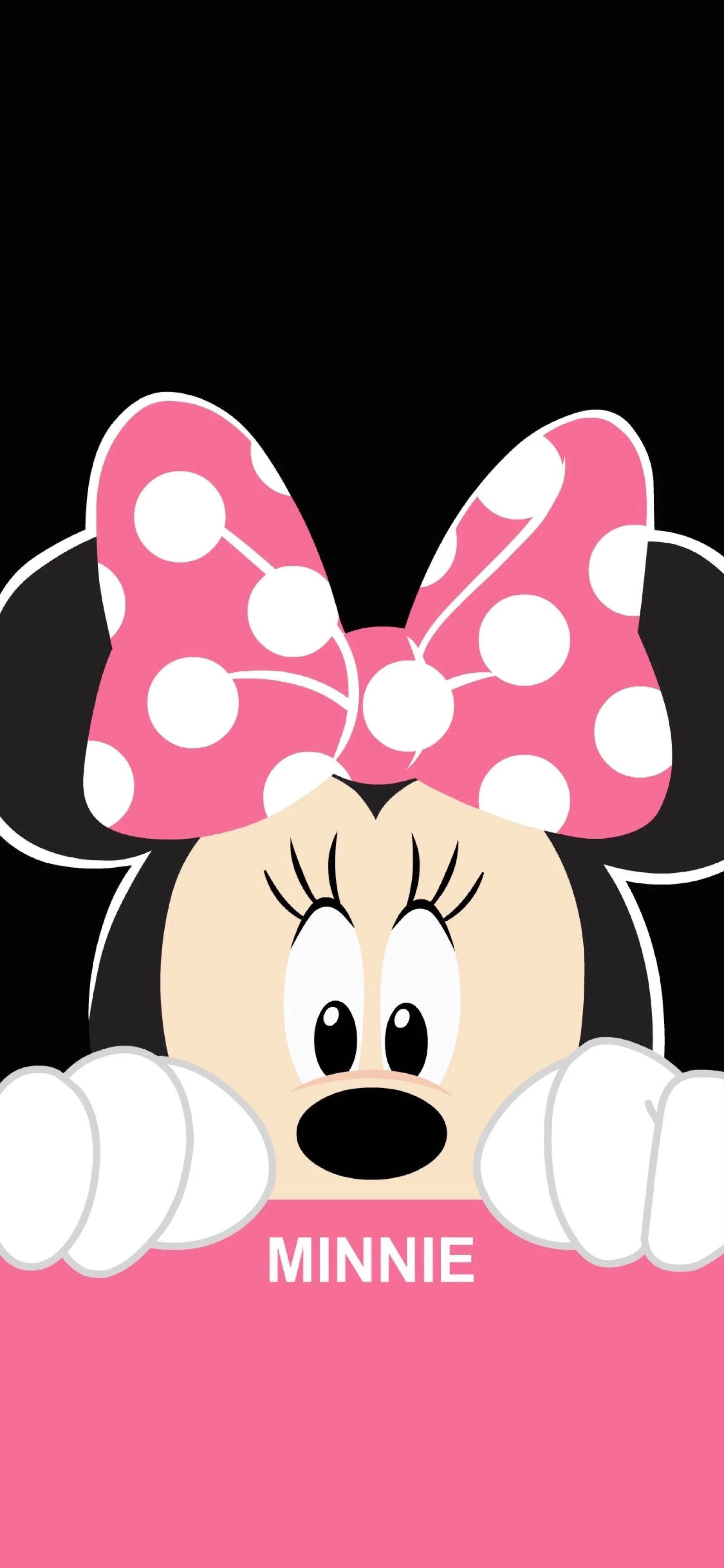 Minnie Mouse kigger frem fra væg Wallpapers