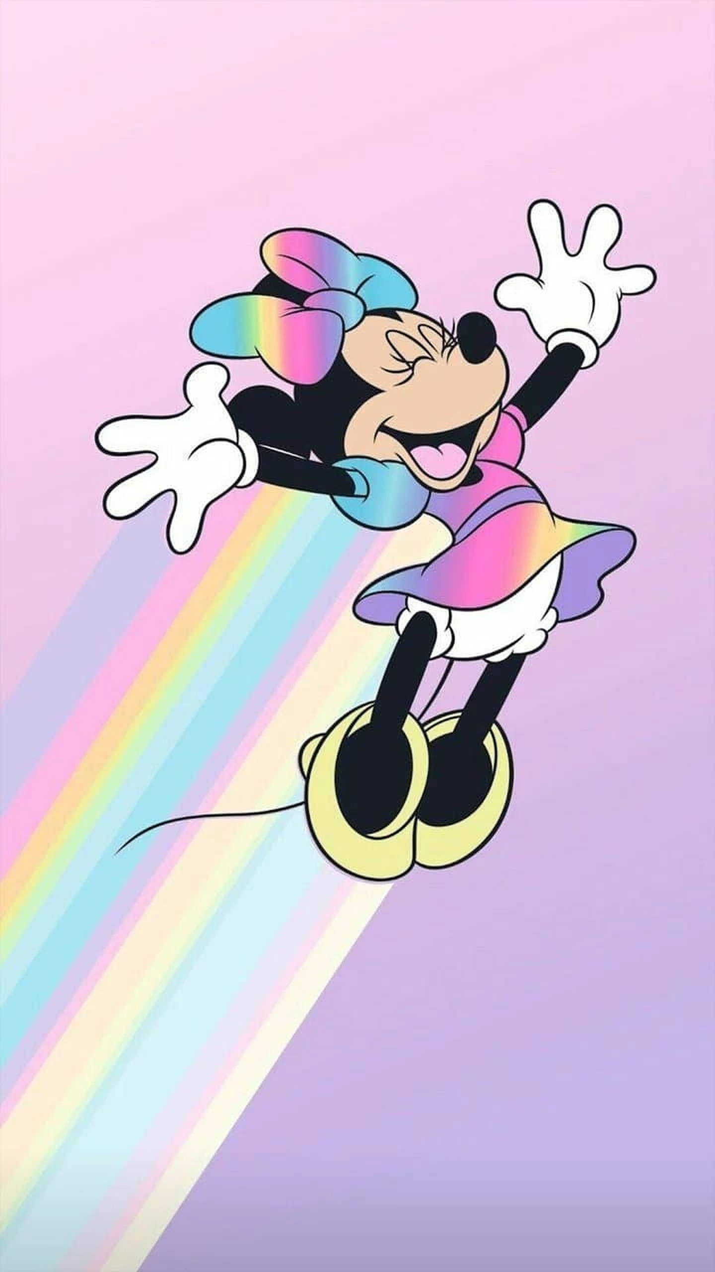 Minnie Mouse Pastel Regnbue Tegneseriekunst Wallpapers