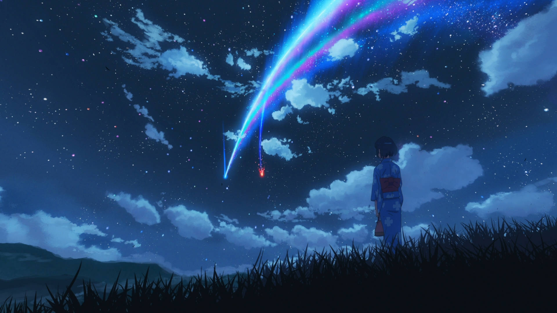 Mitsuha og Kometen Your Name Anime 2016 Wallpapers