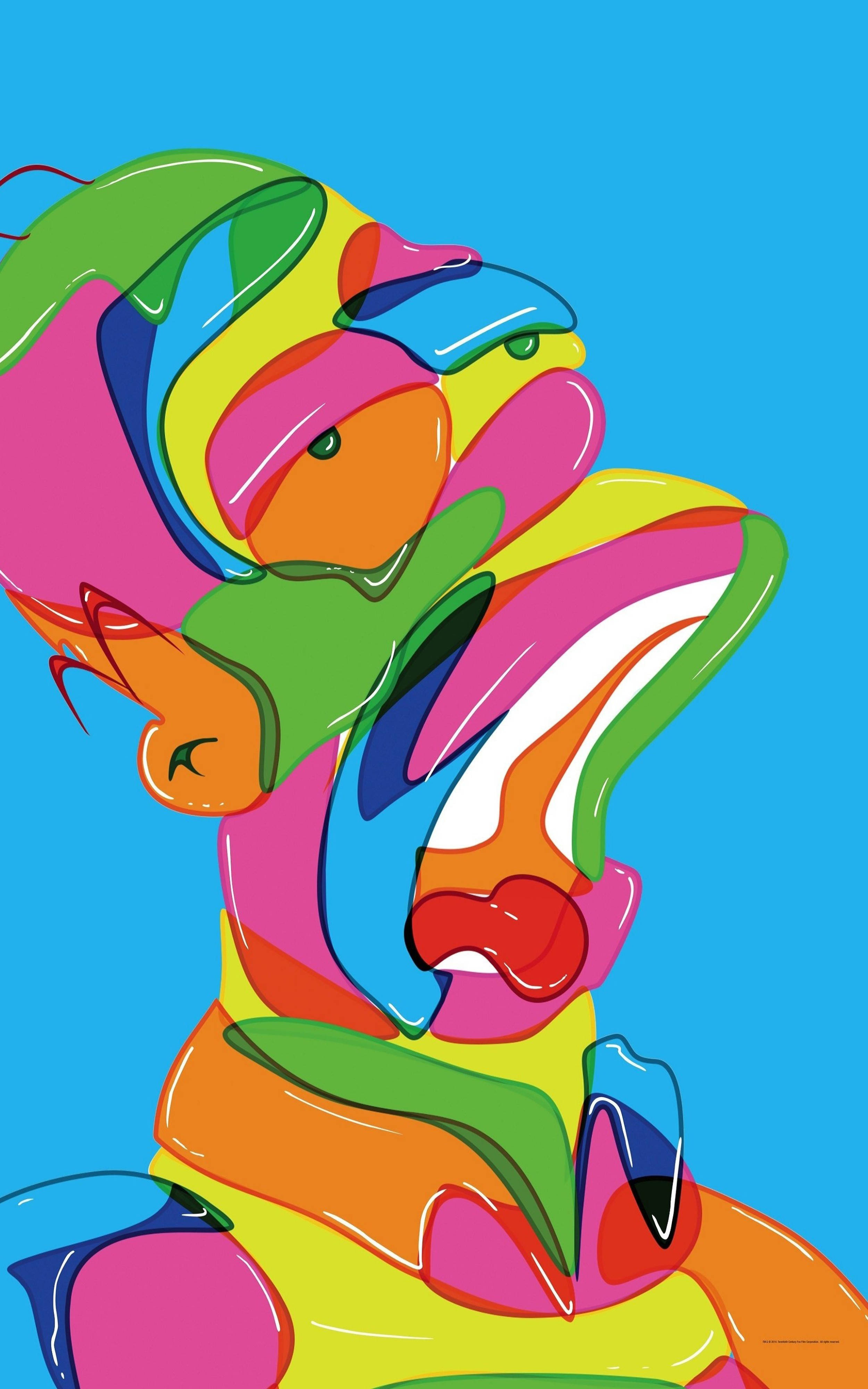 Mobil Simpsons Farverig Kunst Wallpapers