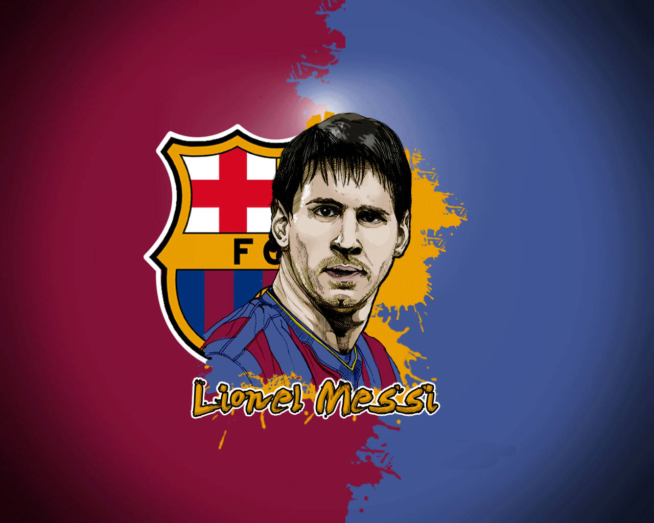 Moderne kunstværk portrætterer Lionel Messi fra FC Barcelona Wallpapers