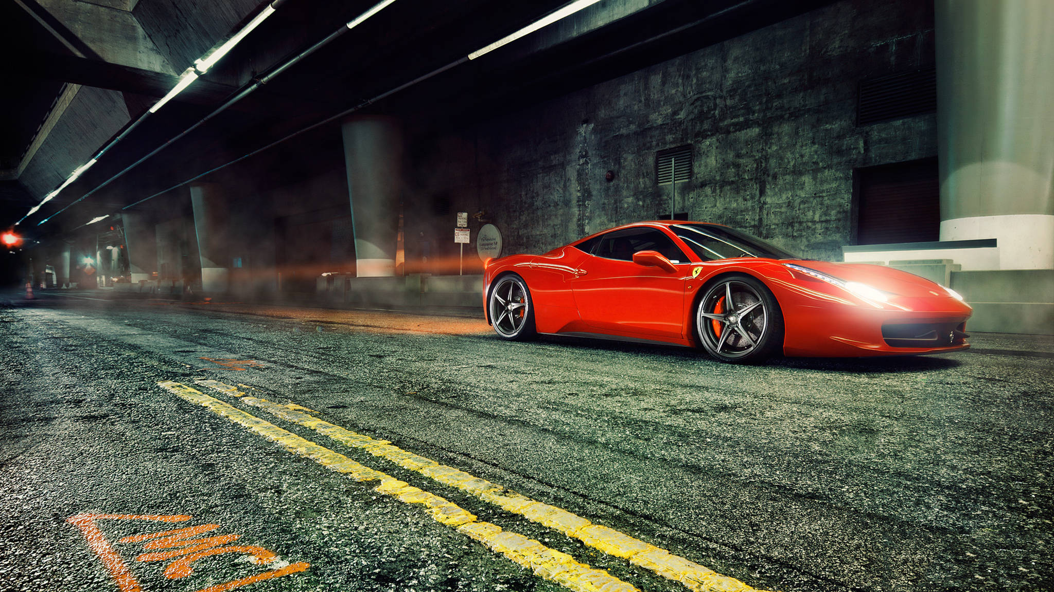 Moderne luksus sportscer på motorvejslandskab Wallpapers