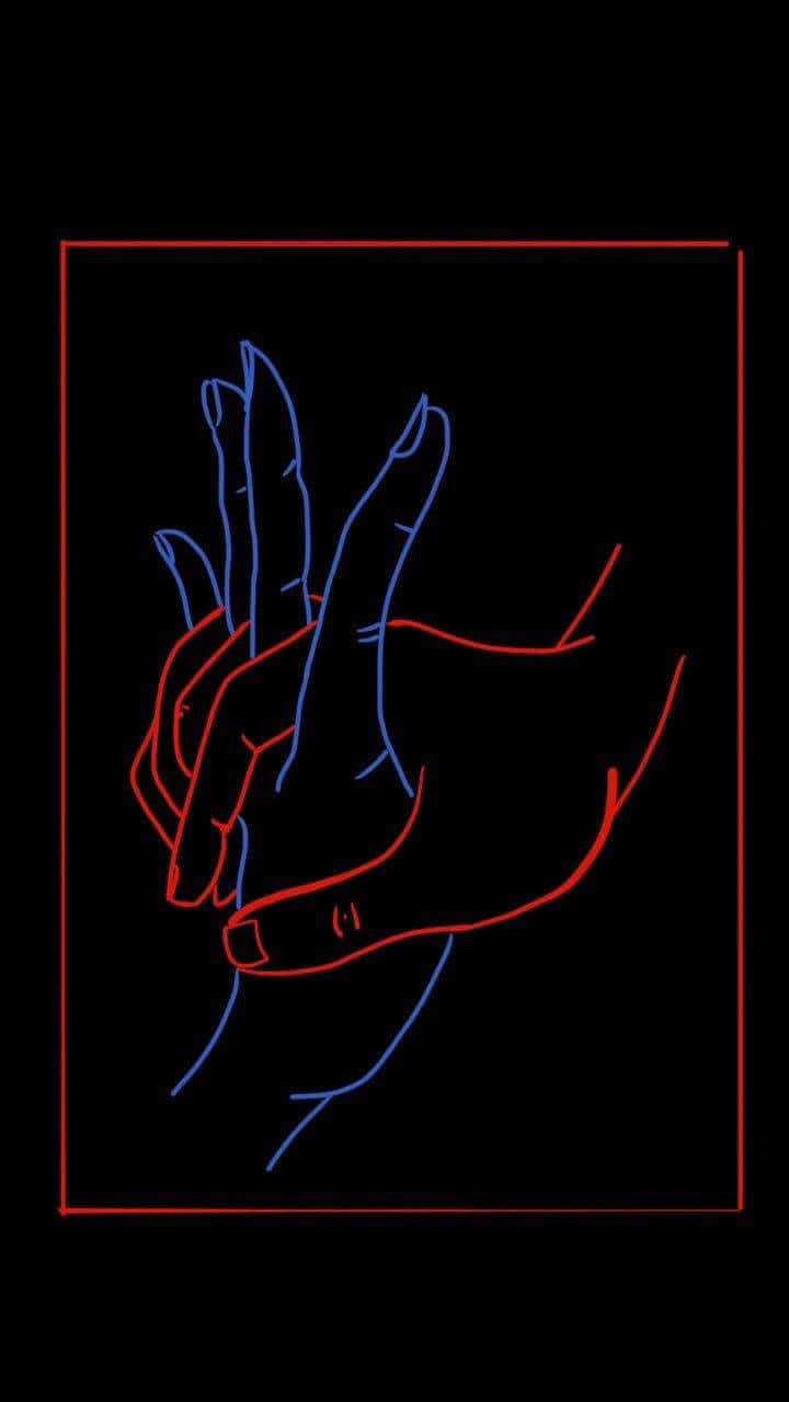 Modigt sort æstetisk tapet med portræt og håndskrevet tekst. Wallpapers