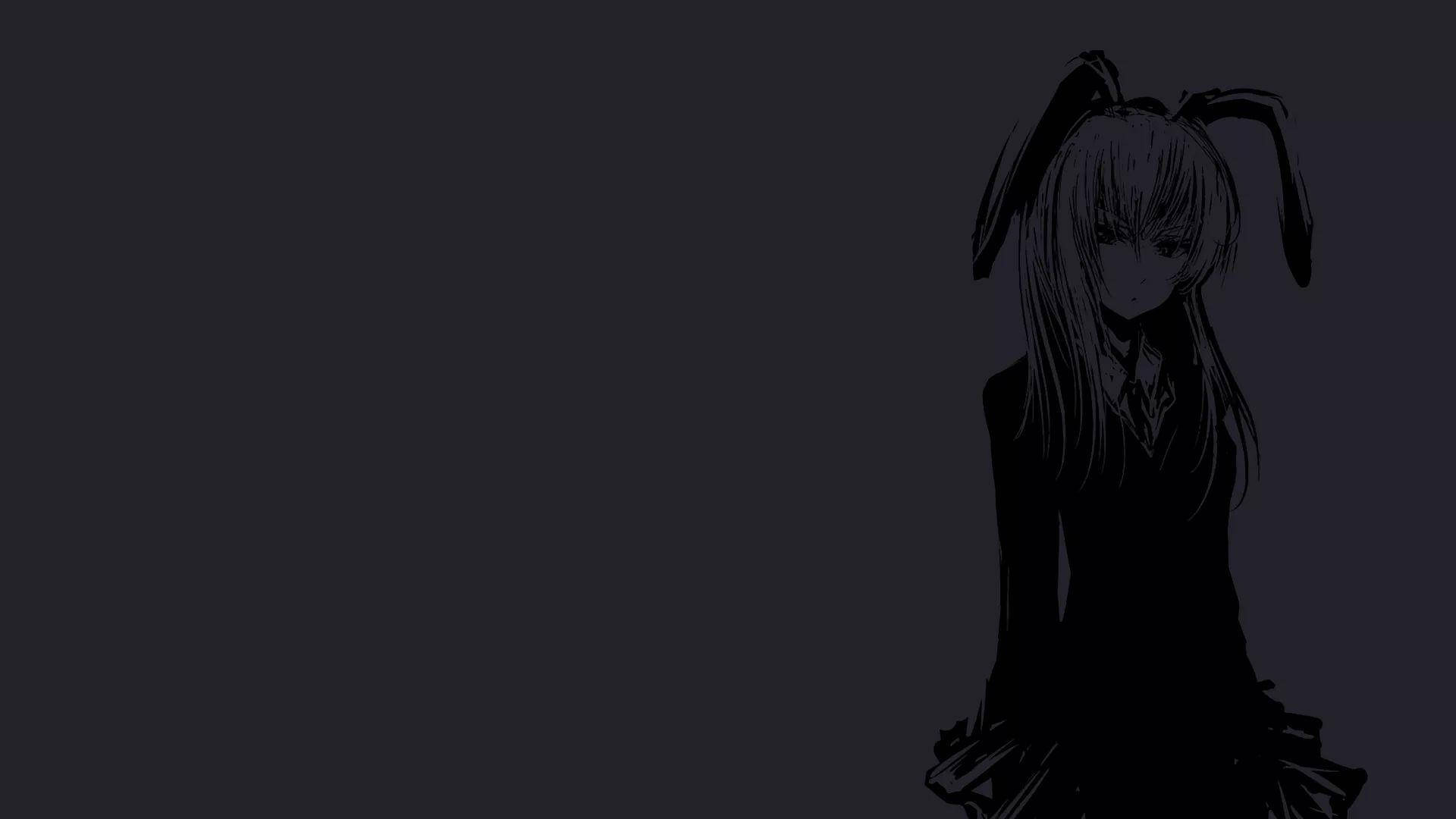Mørk anime æstetik til skrivebord med pige med kaninører Wallpapers