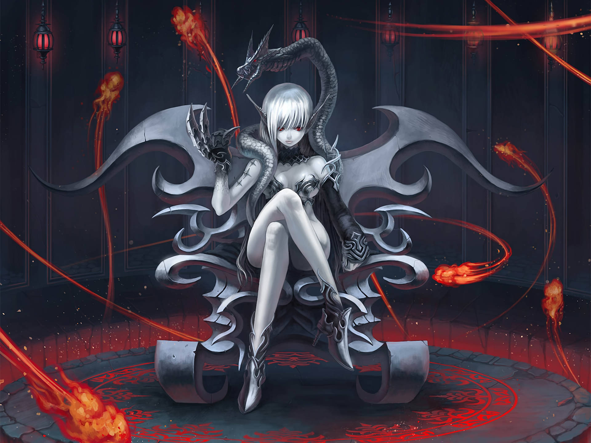 Mørk anime-dragepige Wallpapers