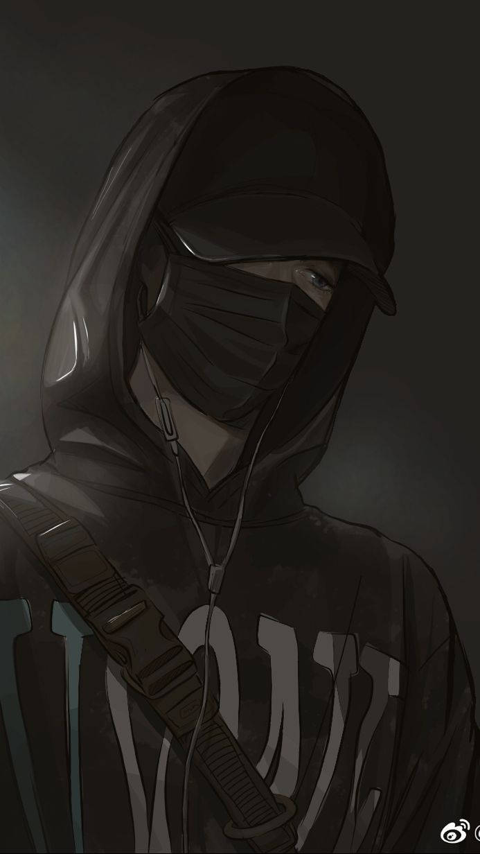 Mørk anime-dreng med maske og hættetrøje Wallpapers