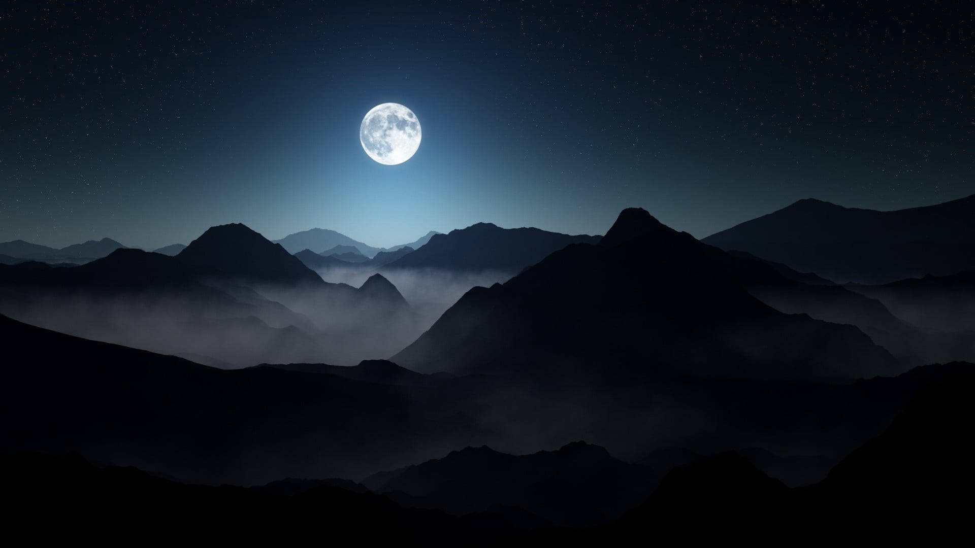Mørk bærbar måne i bjerge om natten Wallpapers