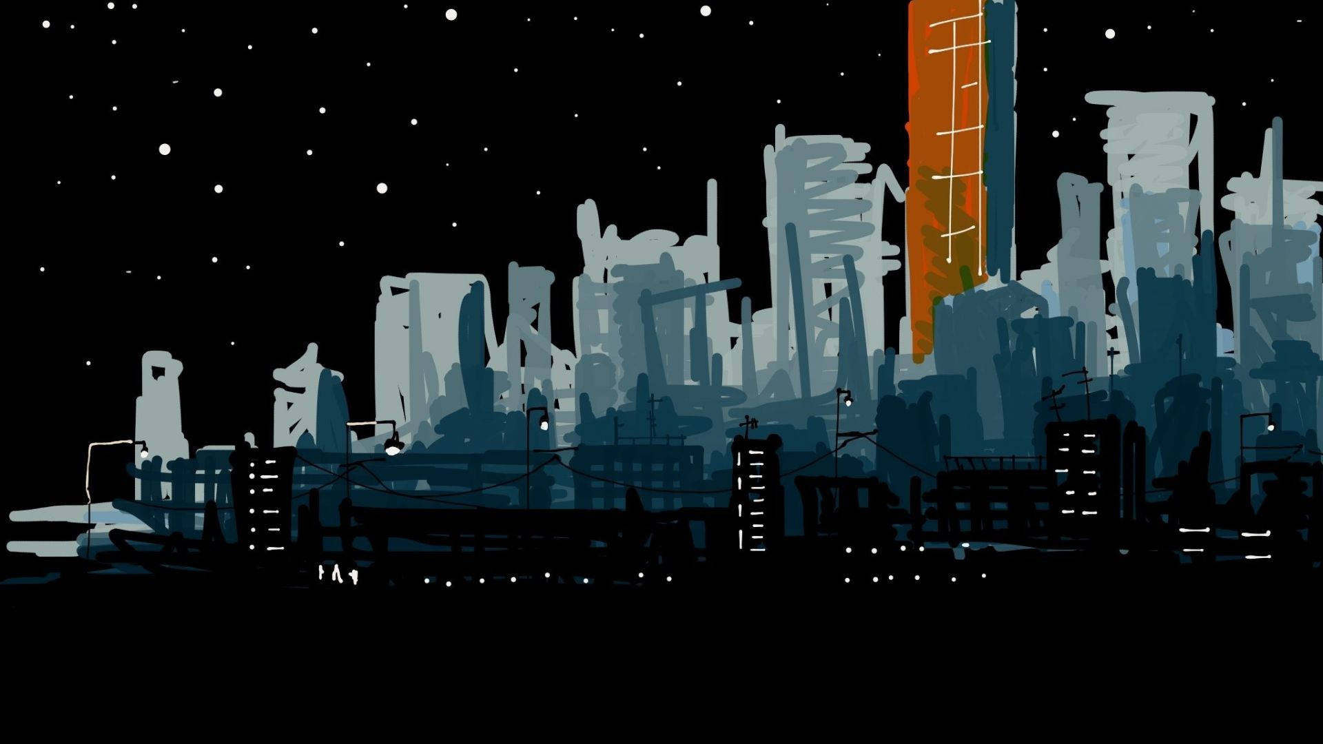 Mørk by digital illustration Wallpapers