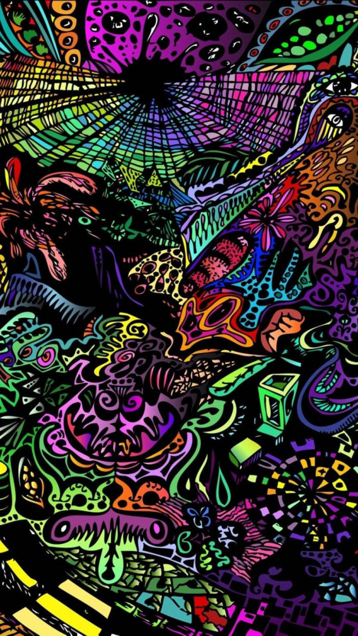 Mørk trippy farverig abstrakt Wallpapers