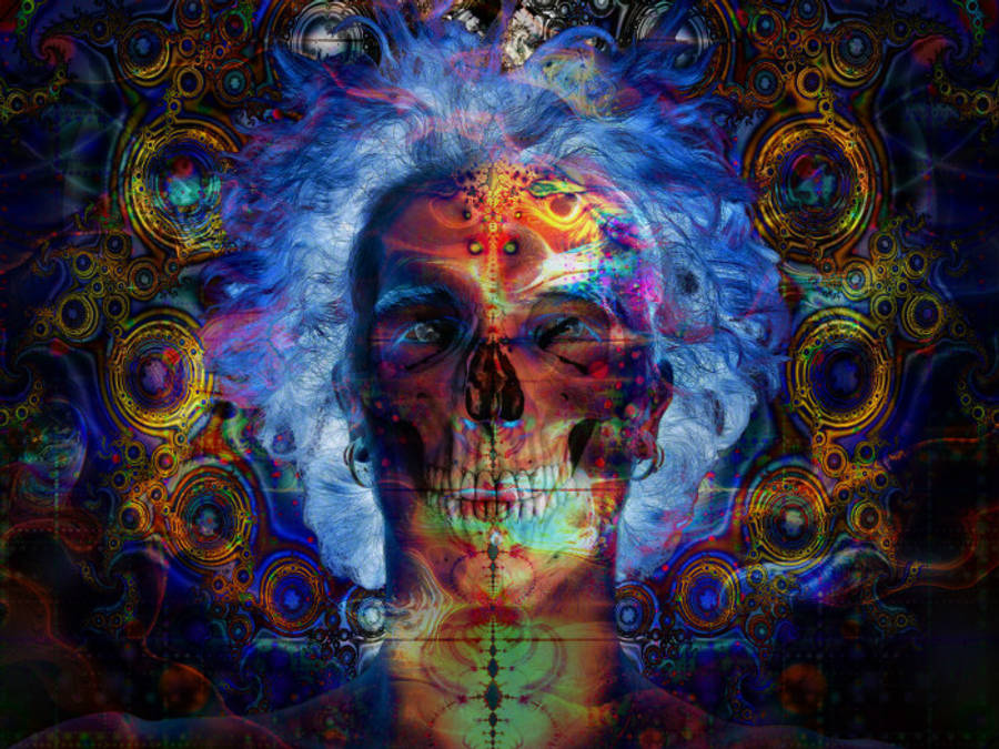 Mørk trippy ringskelet Wallpapers