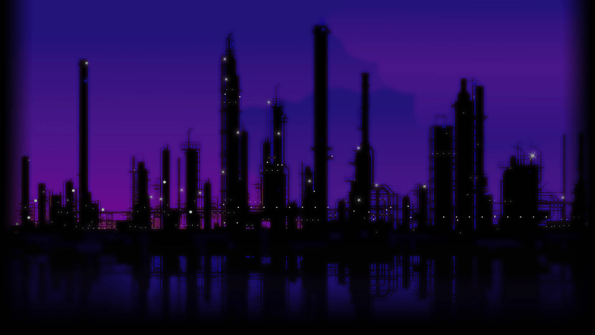 Mørke lilla æstetiske bygninger i byen Wallpapers