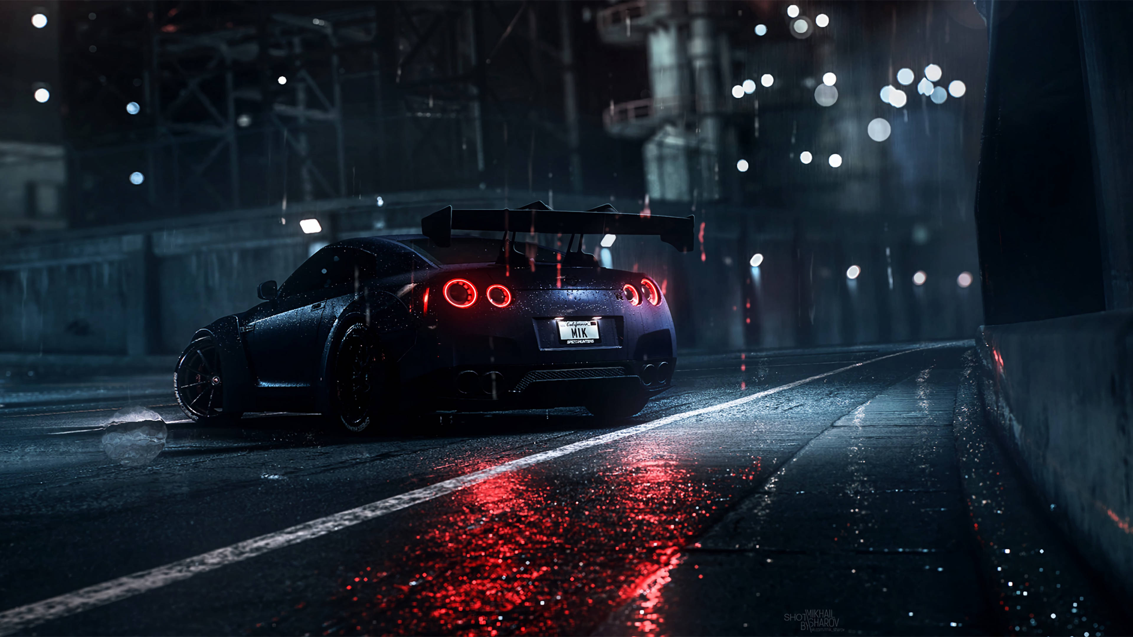 Mørkeblå Nissan GT R 4K Wallpapers