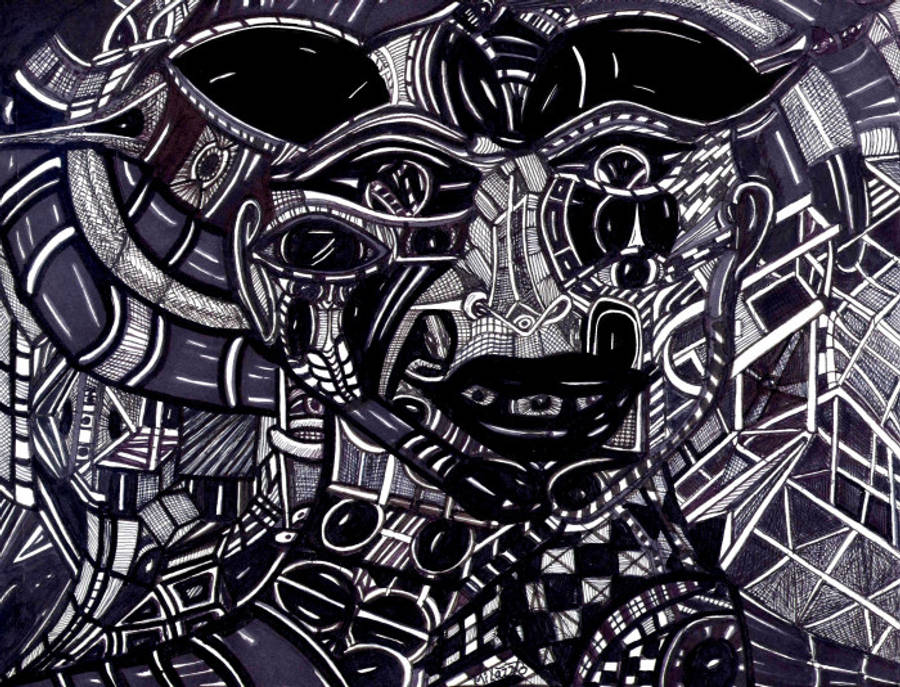 Mørkt trippy abstrakt ansigt Wallpapers