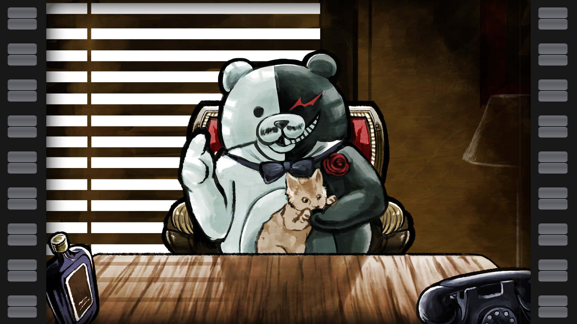Monokuma med en kat Wallpapers