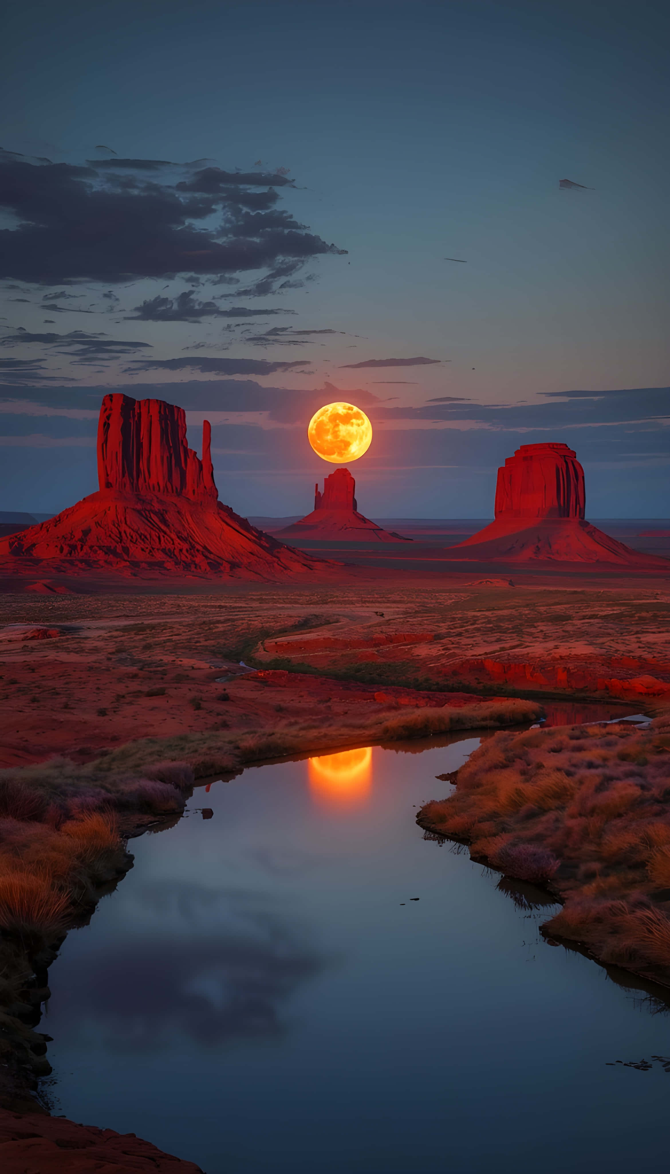 Monument Valley Måneopgang Refleksion Wallpapers
