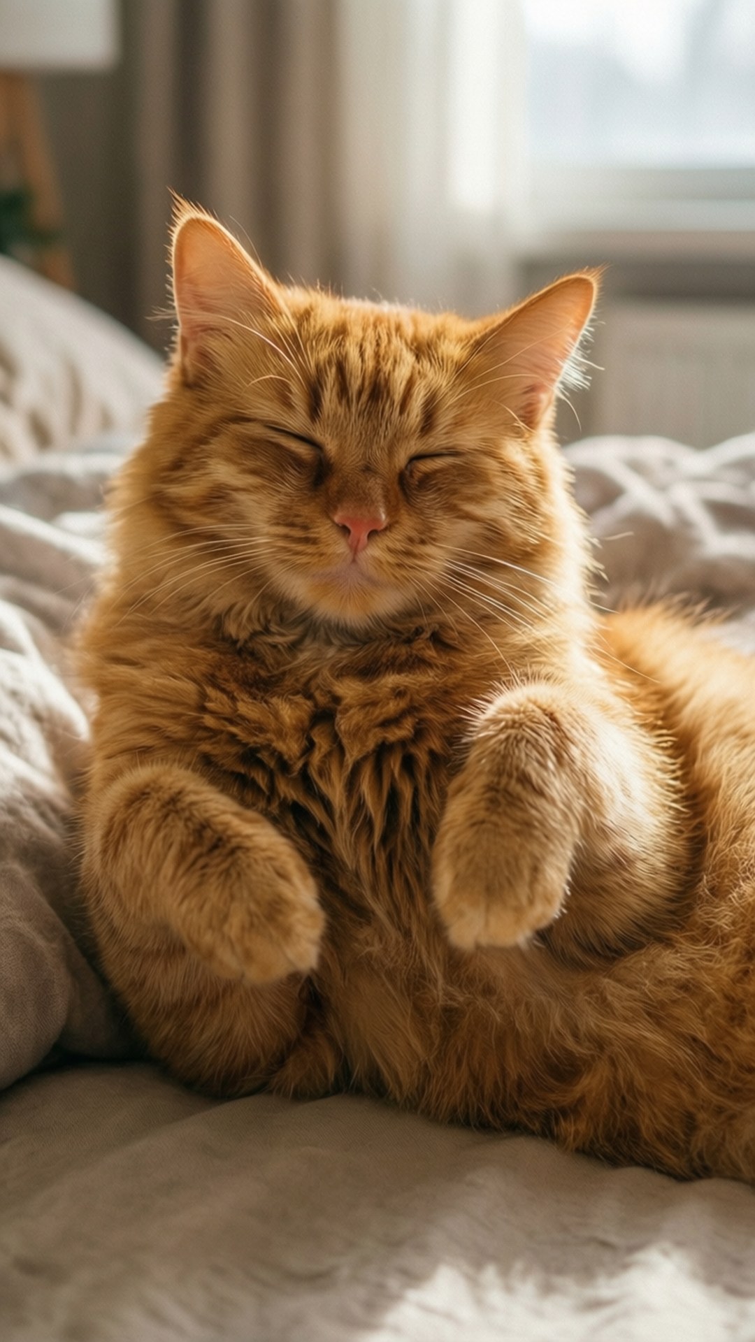 Morgenstemning med doven kat Wallpapers