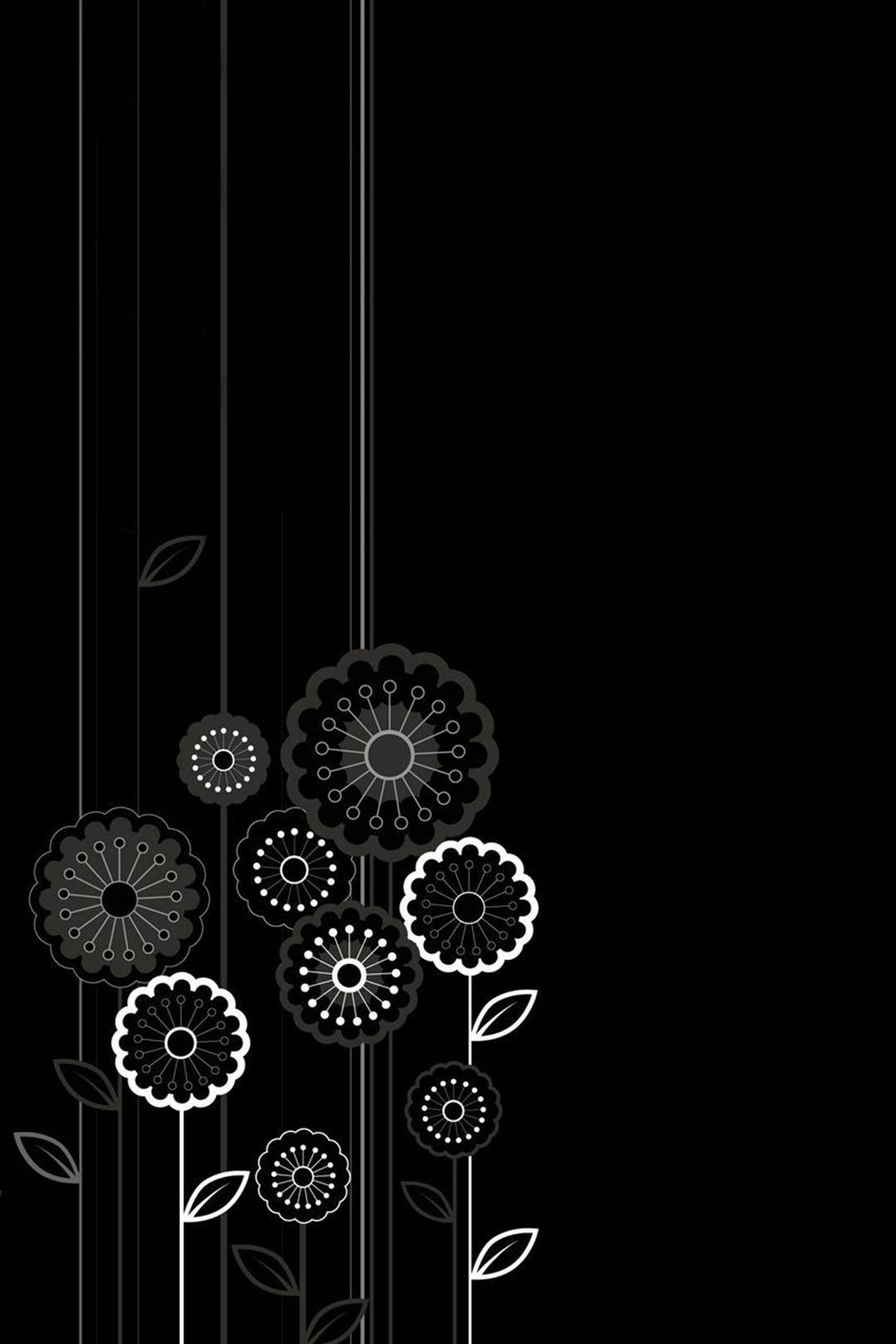 Mørk Android Tegneserie Blomsterdesign Wallpapers
