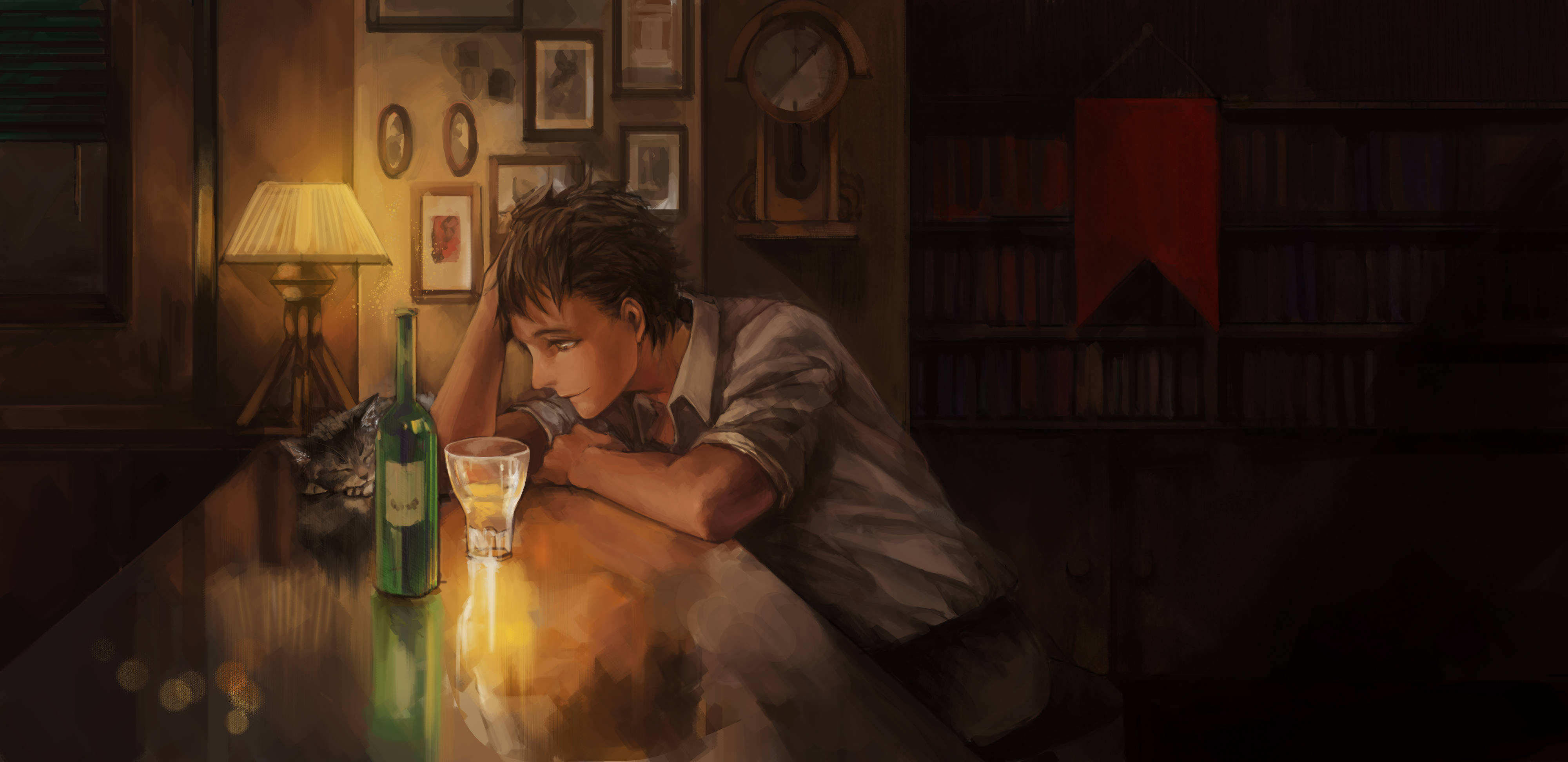 Mørk anime-drikkende mand Wallpapers