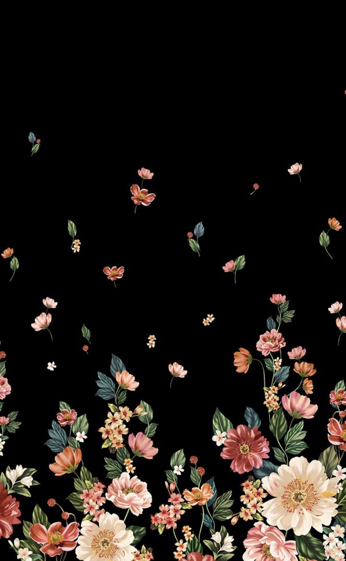 Mørk Blomster Elegance Wallpapers
