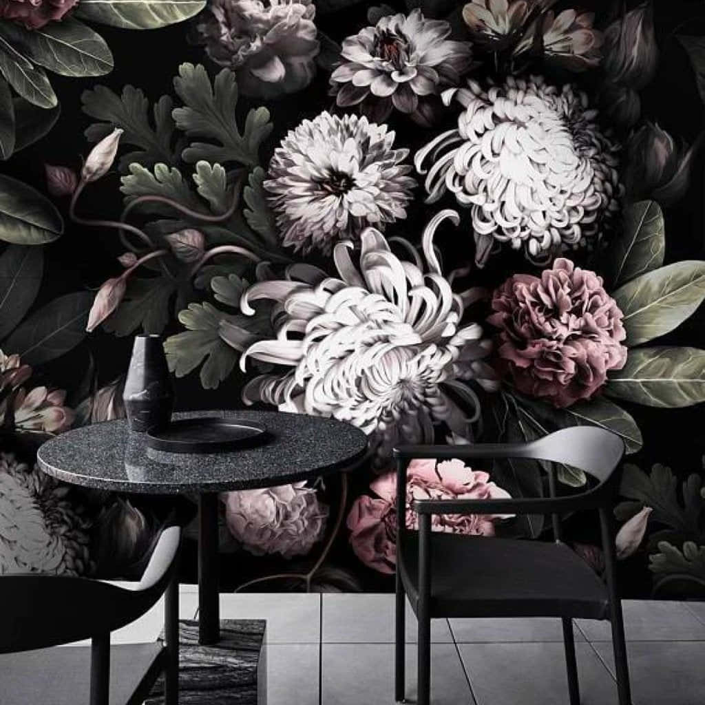 Mørk Blomsterbaggrund Tapet Wallpapers
