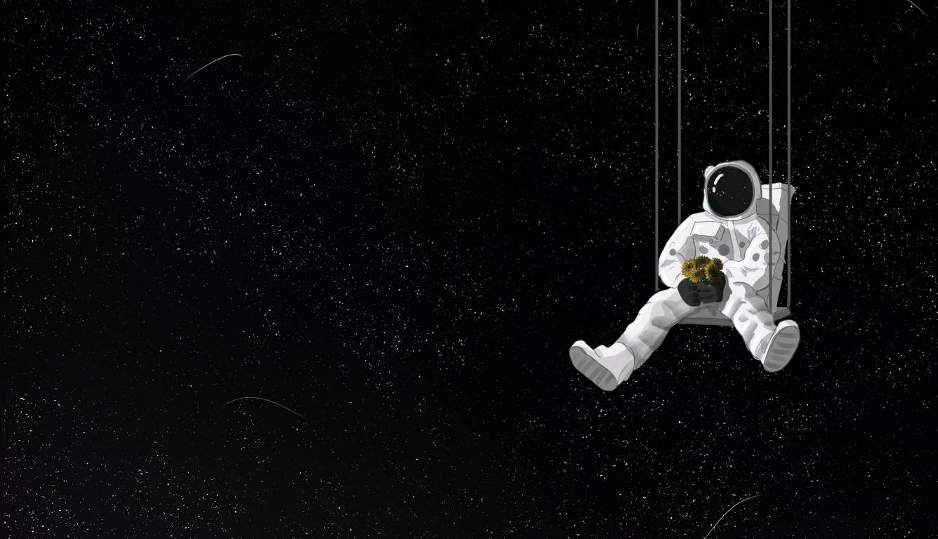 Mørk bærbar med hængende astronaut Wallpapers