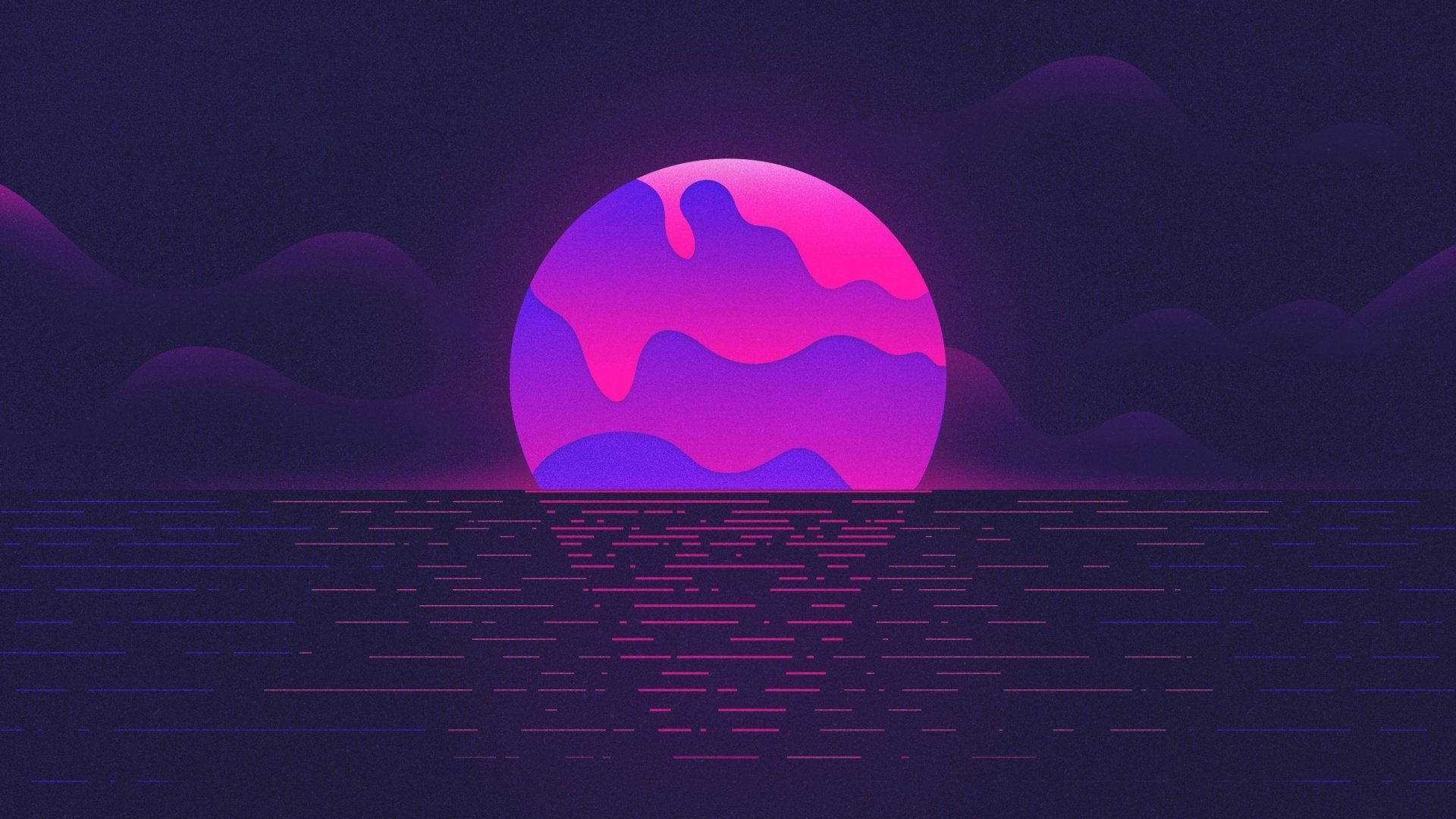 Mørk lilla æstetisk månekunst Wallpapers