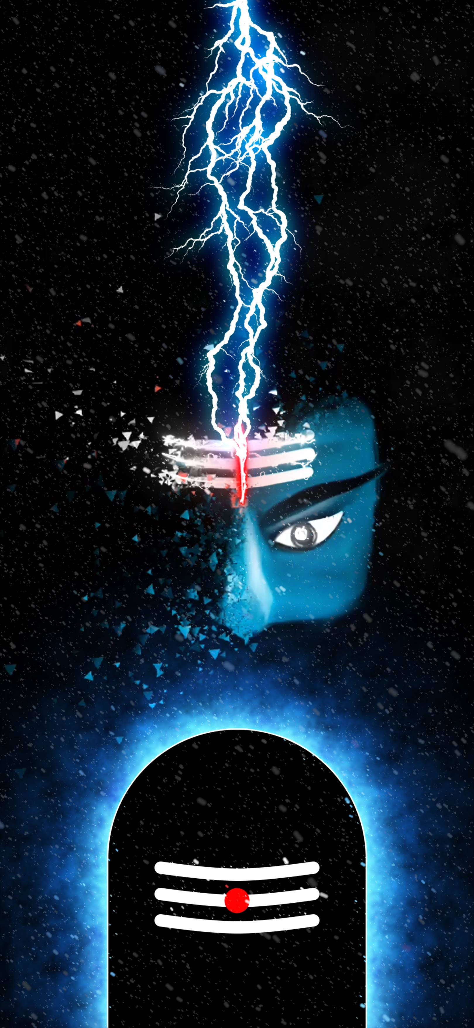 Mørk Mahadev med lyn og pandesymbol HD Wallpapers