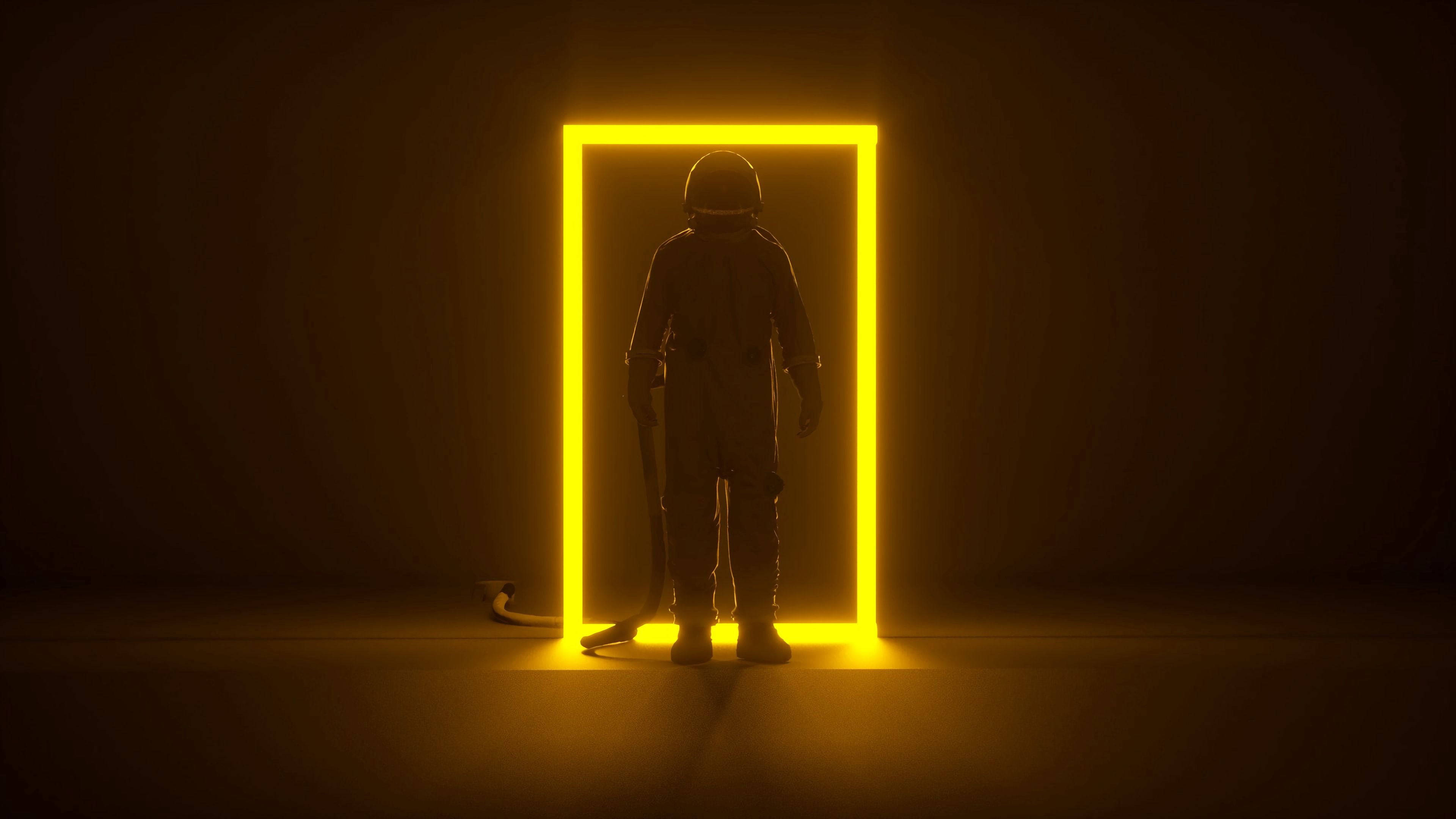 Mørk neongul astronaut Wallpapers