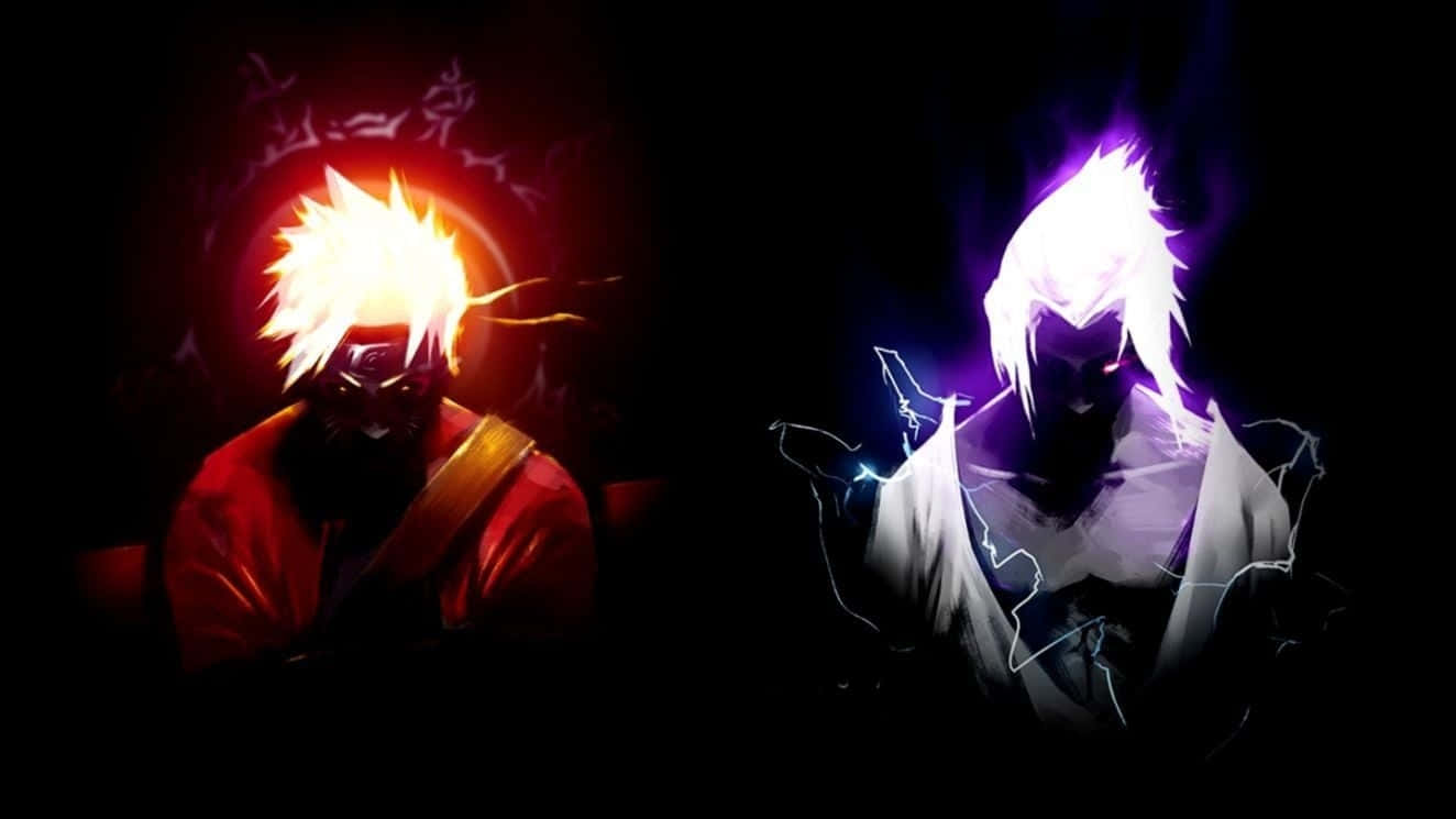 Mørk Sasuke og Naruto Neon Digital Kunst Wallpapers
