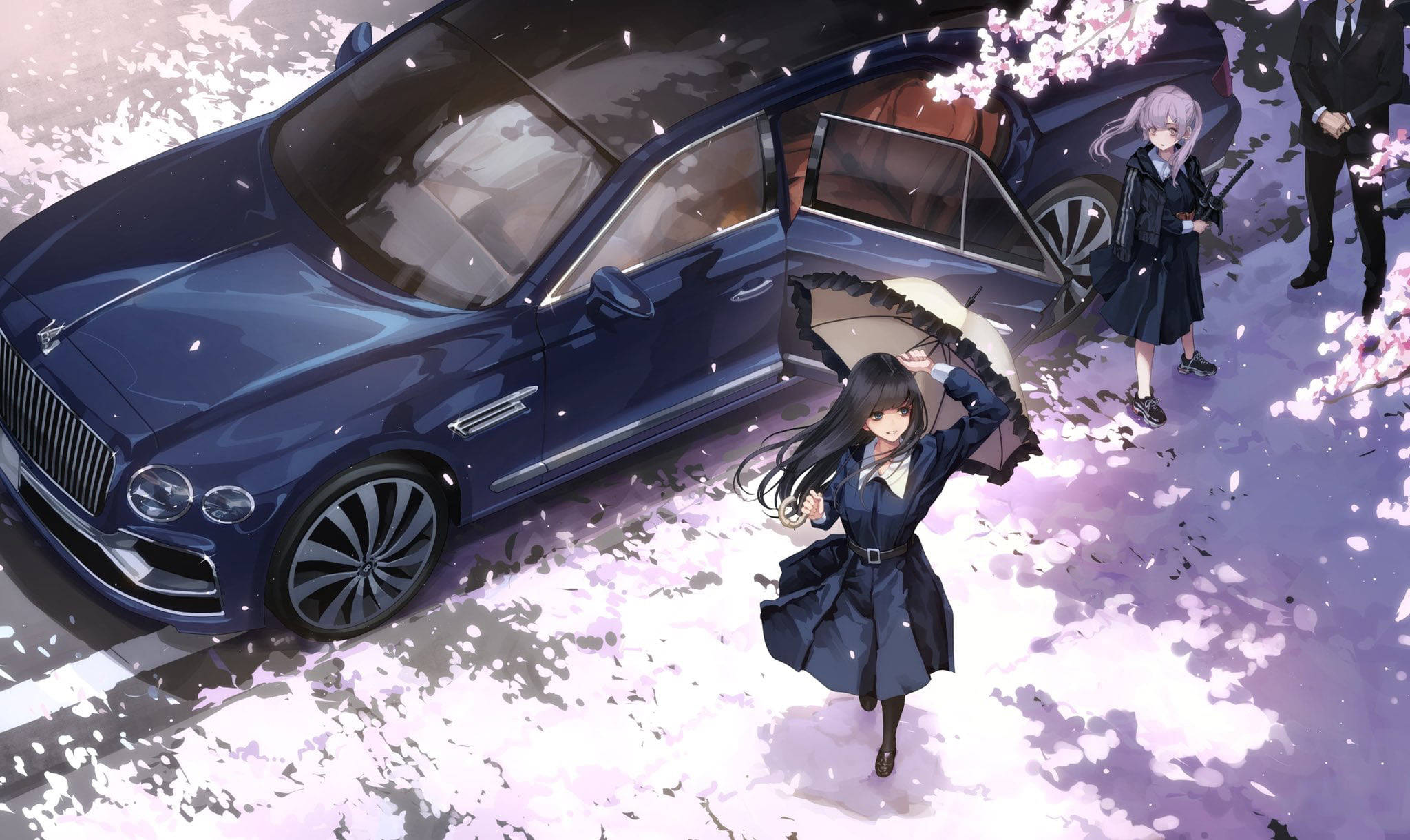 Mørkeblå luksus anime bil Wallpapers