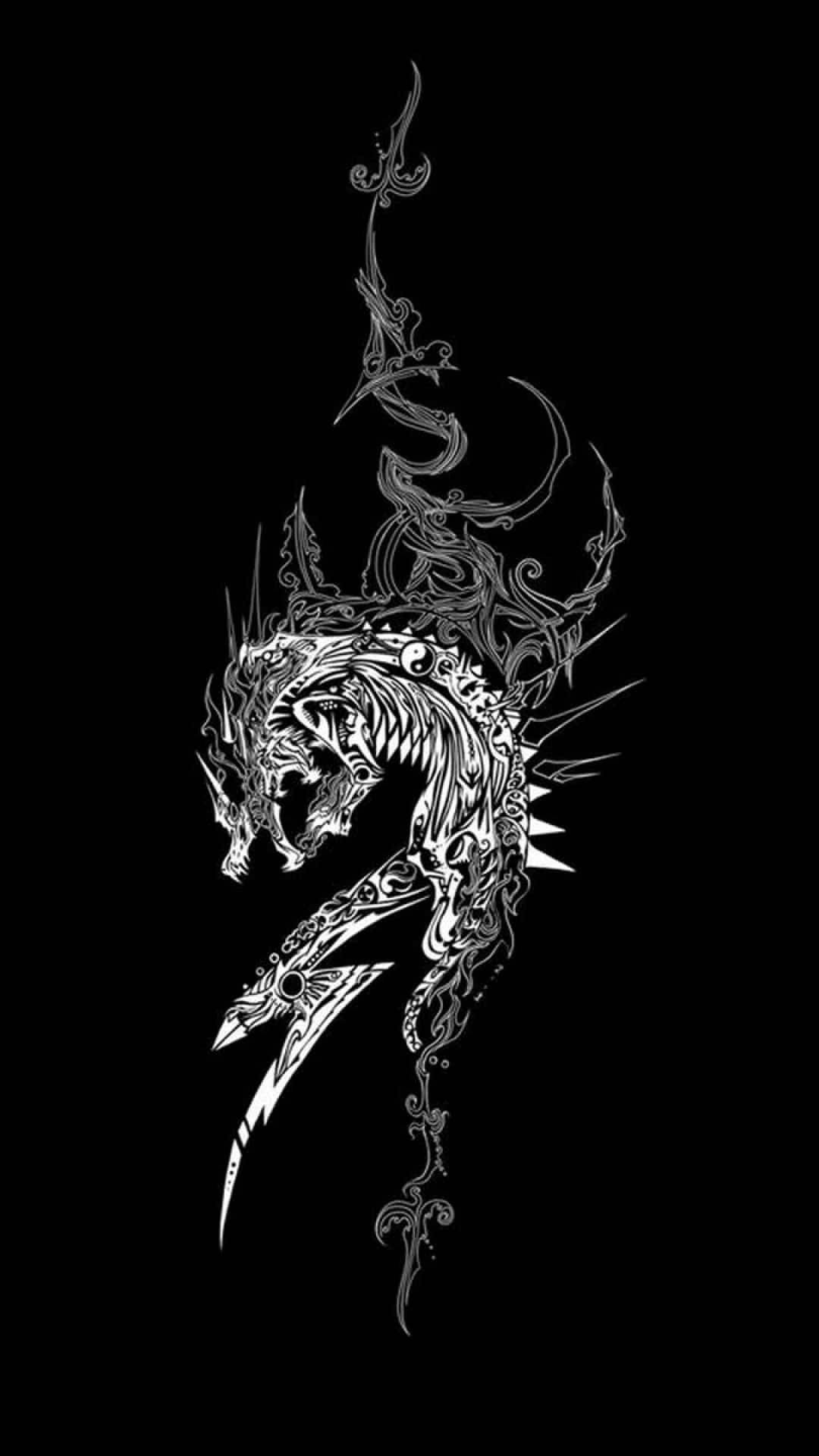 Mørkt tema sort og hvid drage røg Wallpapers