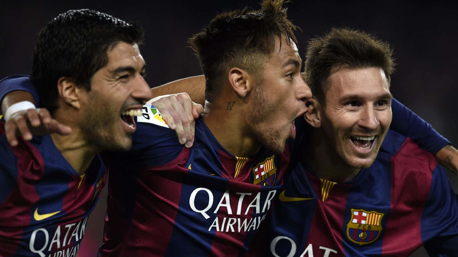 MSN Trio med Neymar der kigger til siden Wallpapers