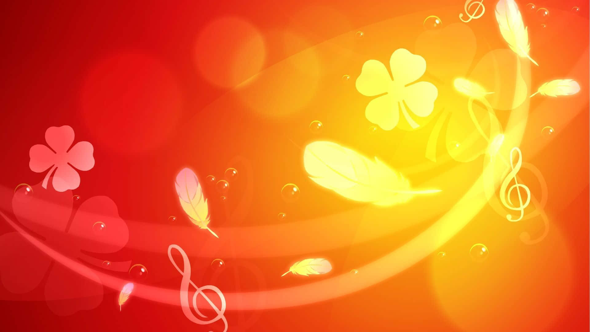 Musikalske symboler blomster og fjer orange baggrund Wallpapers