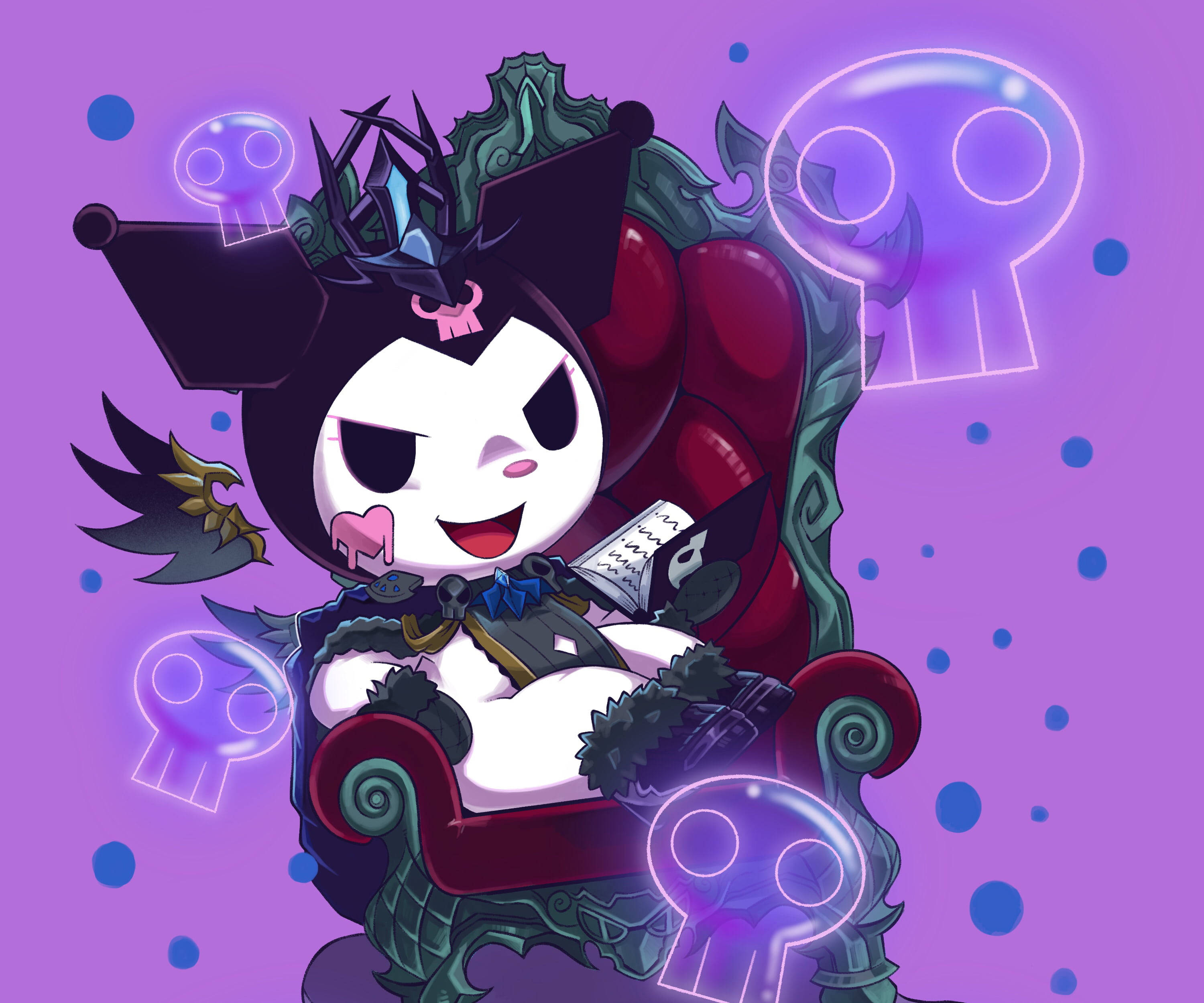 My Melody Kuromi sidder på tronen Wallpapers