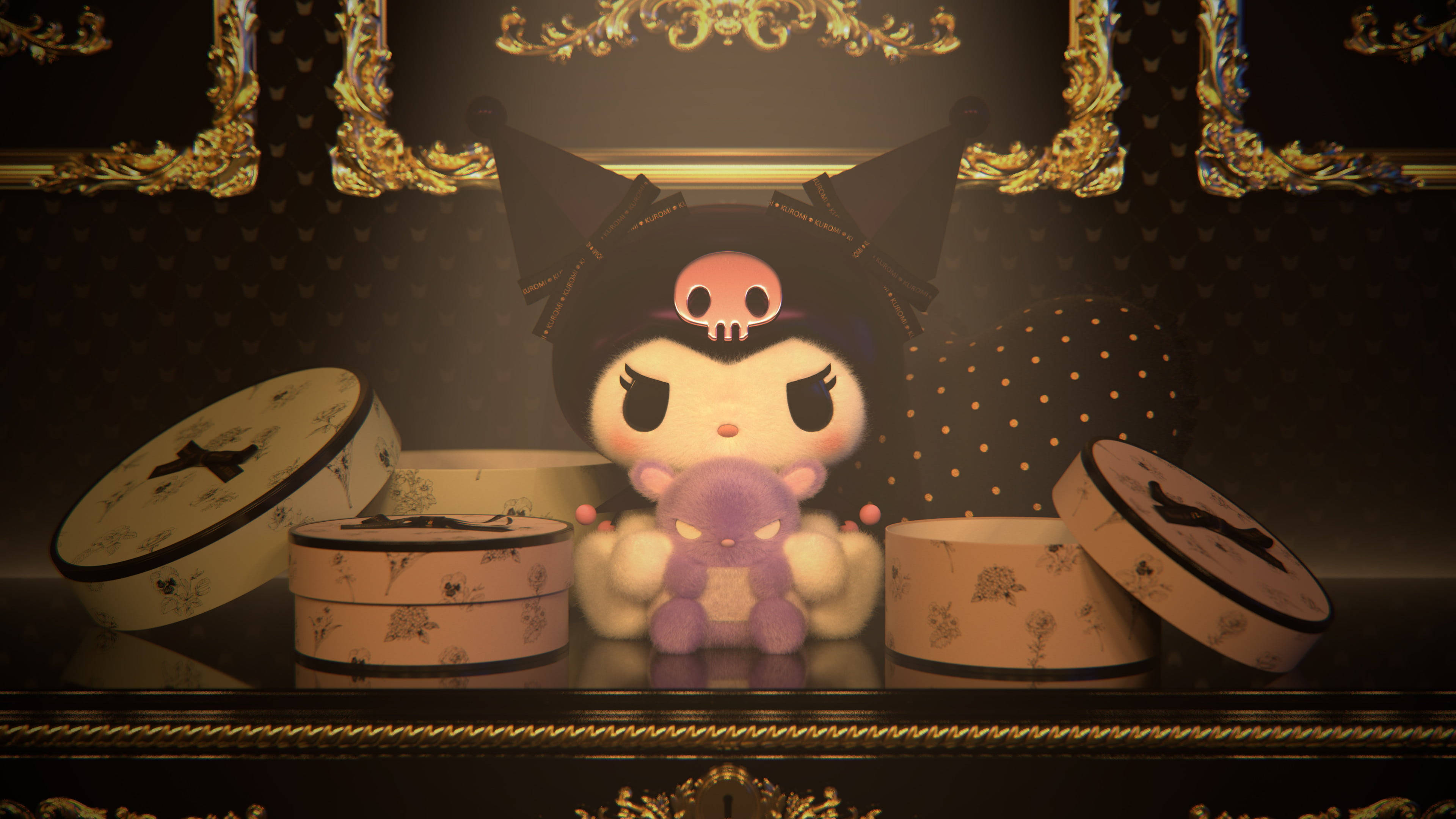 My Melody Kuromi åbner gaveæsker Wallpapers