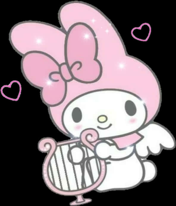 My Melody med harpe og hjerter Wallpapers