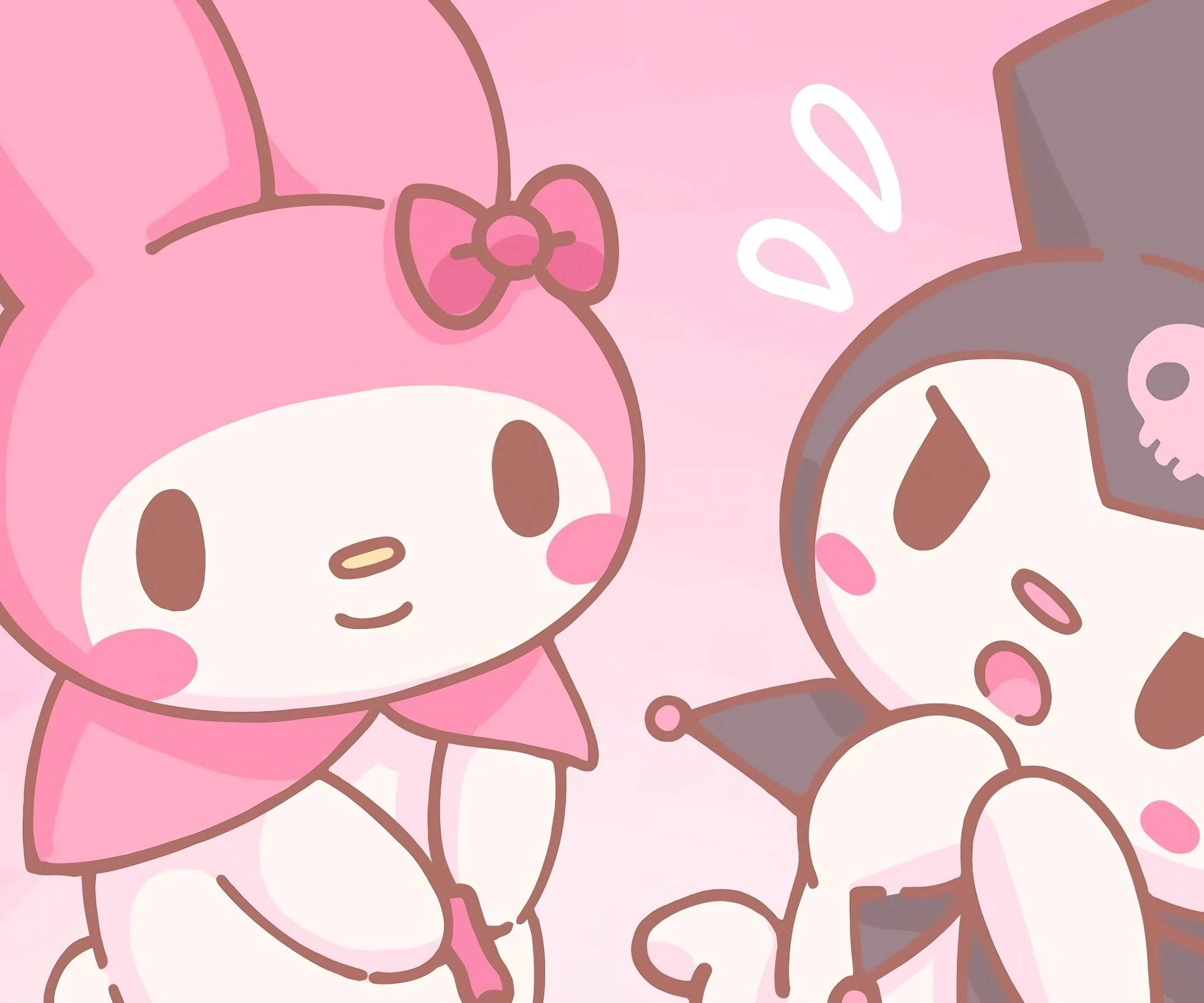 My Melody og Kuromi på lyserød PFP Wallpapers
