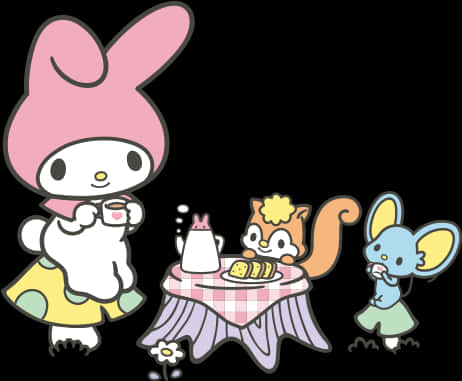 My Melody og venner til teselskab Wallpapers