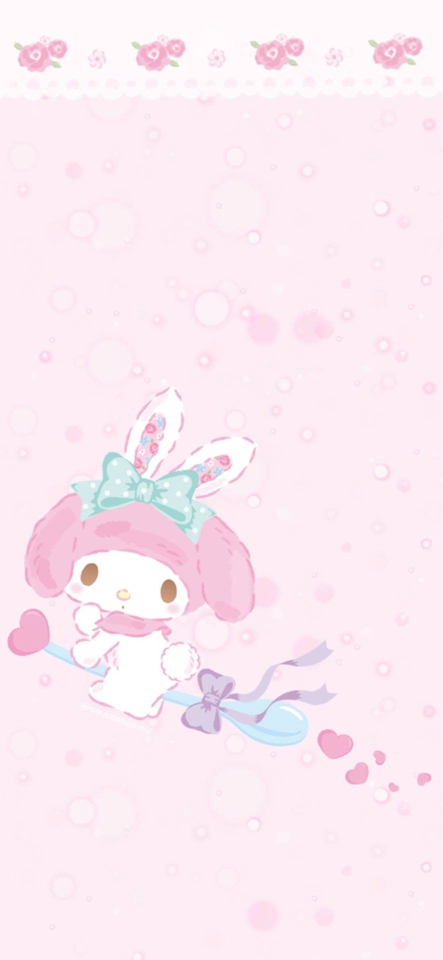 My Melody Ridende På En Ske Wallpapers