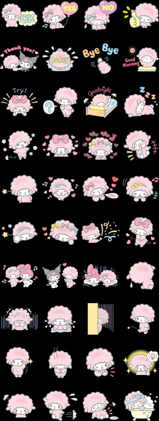 My Melody udtrykssæt med klistermærker Wallpapers
