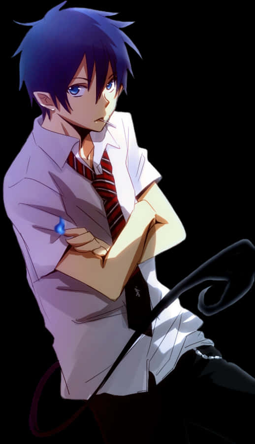 Mystisk anime dreng med blåt hår Wallpapers