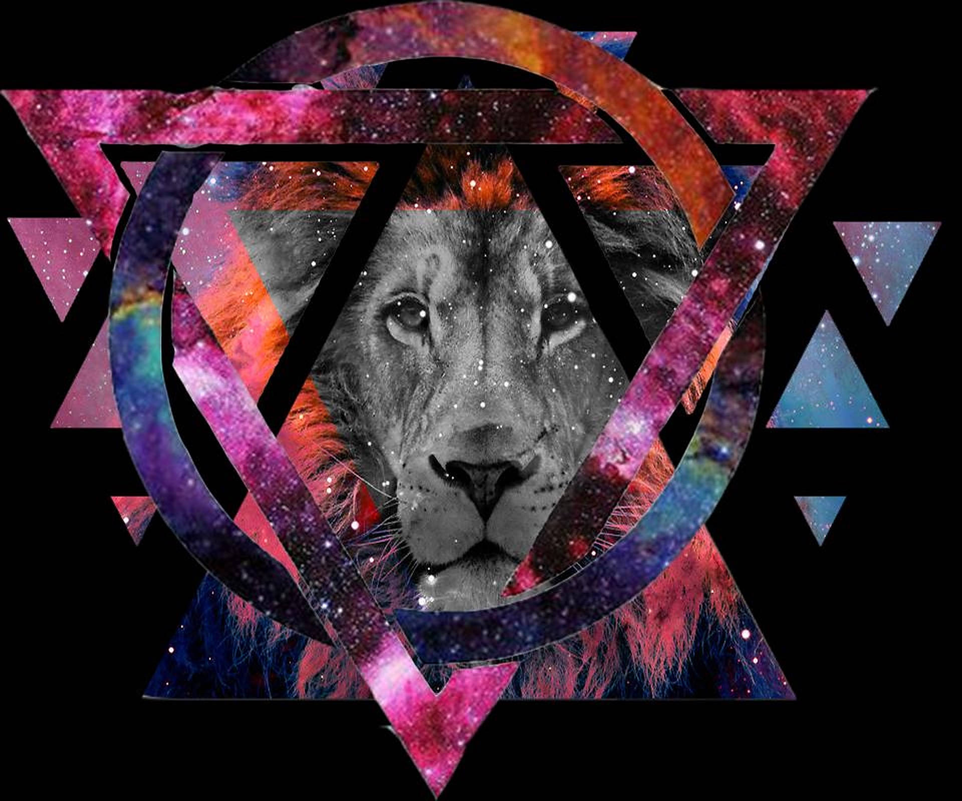 Mystisk galakseløve: Geometrisk kunst Wallpapers