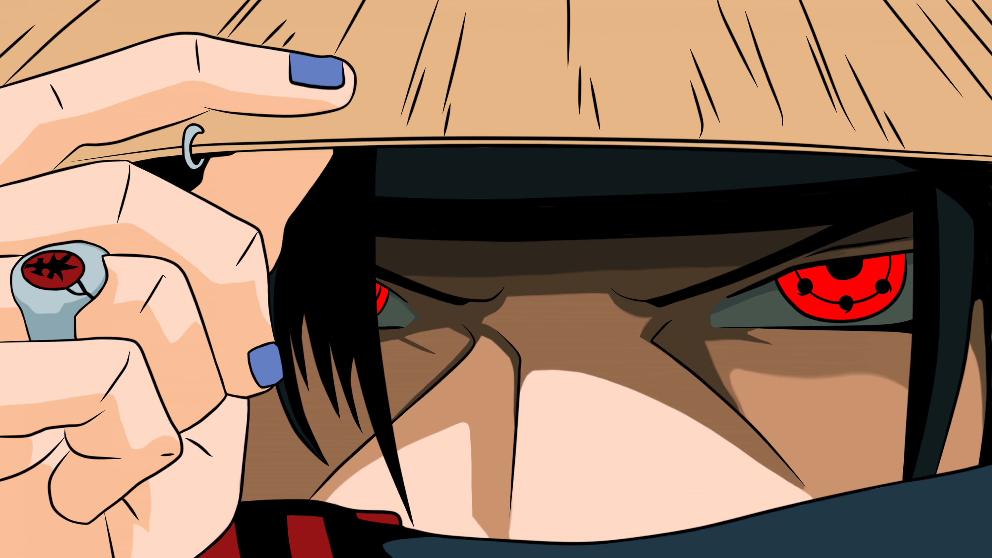 Mystisk vandrer med stråhat i anime-stil Wallpapers