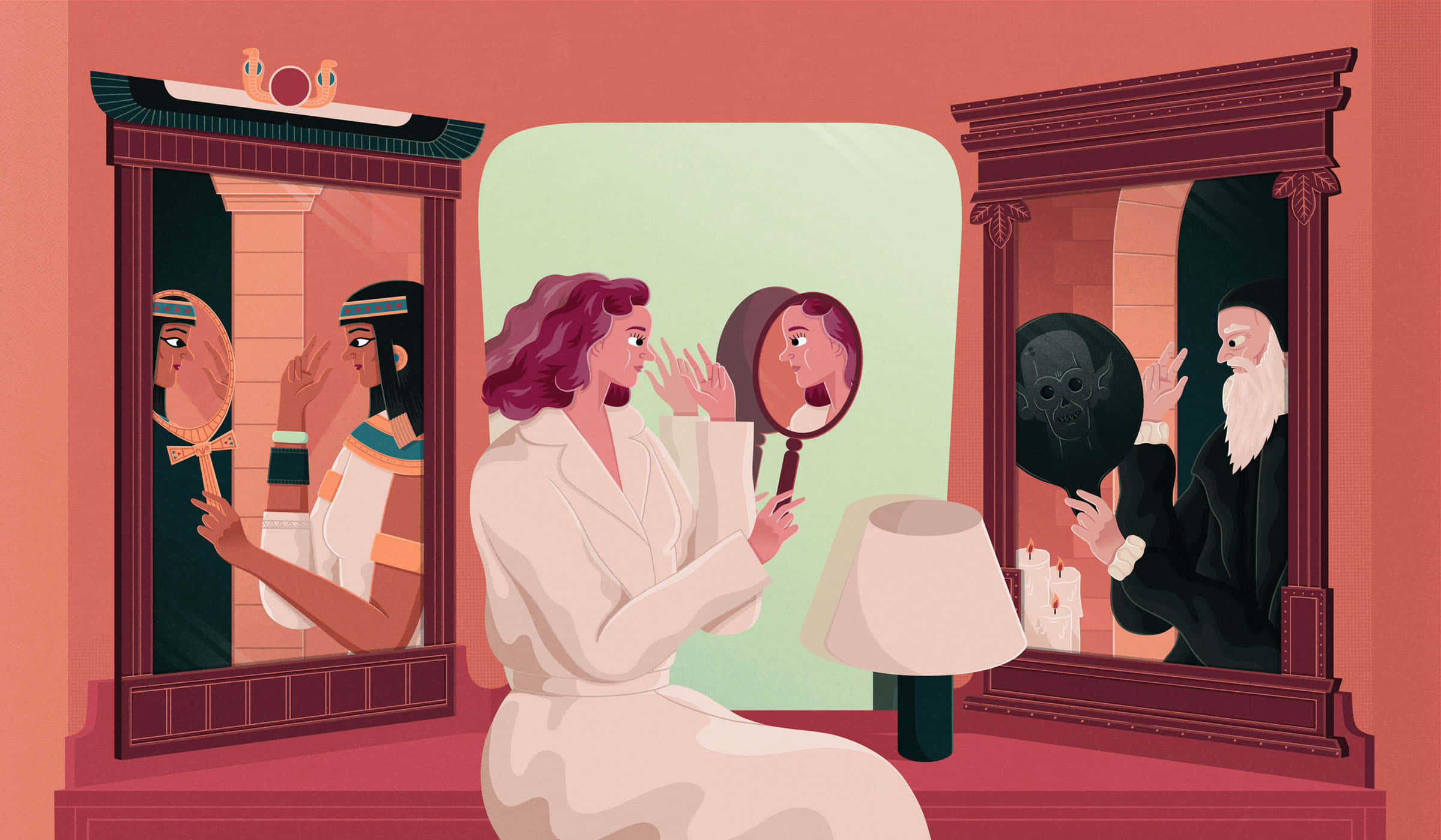Narcissisme afsløret: Folk, der beundrer sig selv i spejle Wallpapers