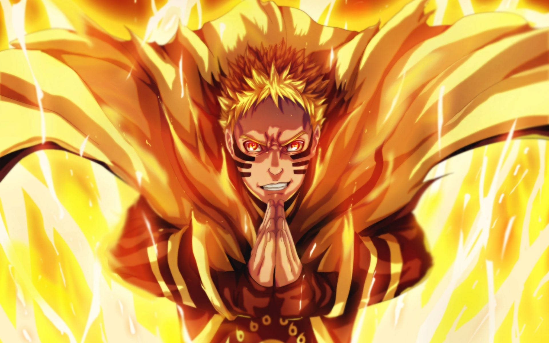 Naruto Baryon Mode gule flammer Wallpapers