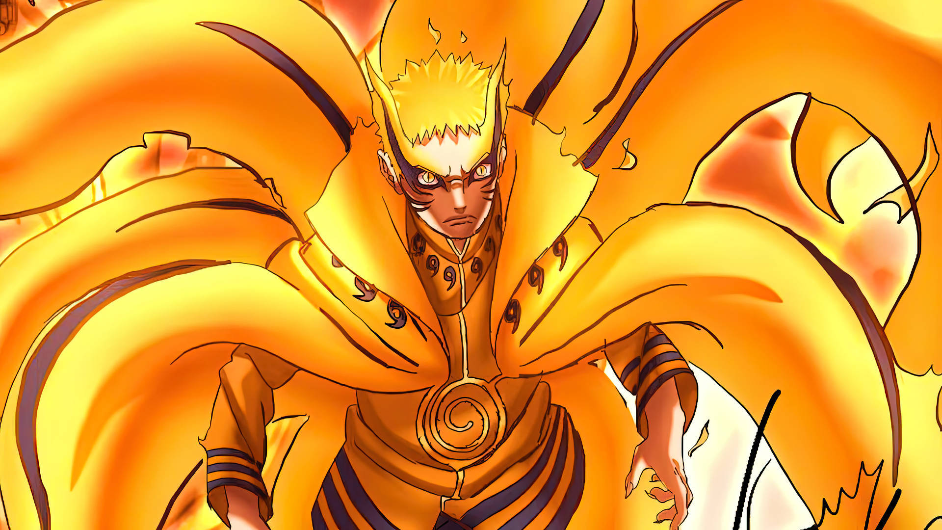 Naruto Baryon Mode Orange Kunstværk Wallpapers