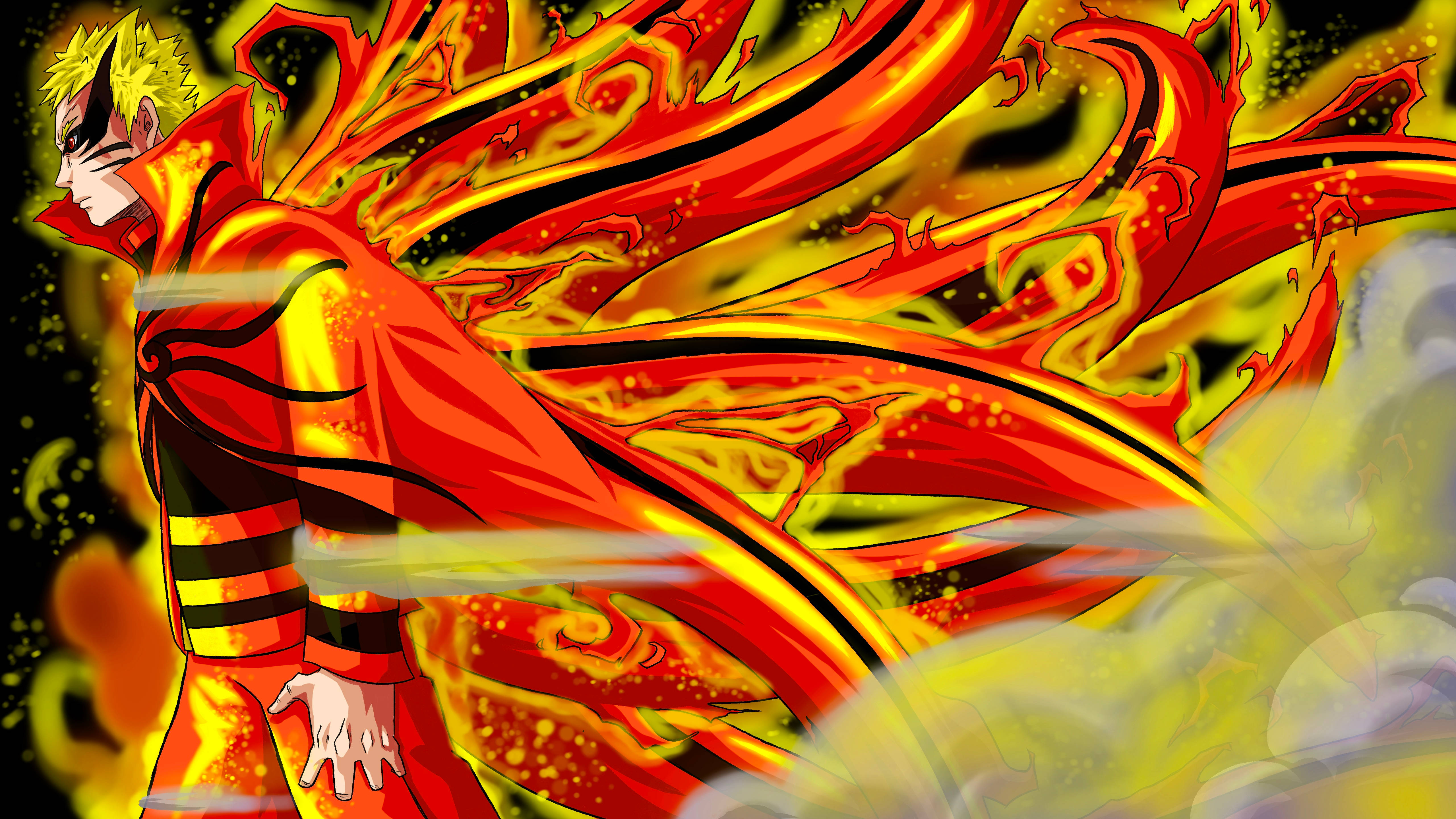 Naruto Baryon Mode Røg og Ild Wallpapers