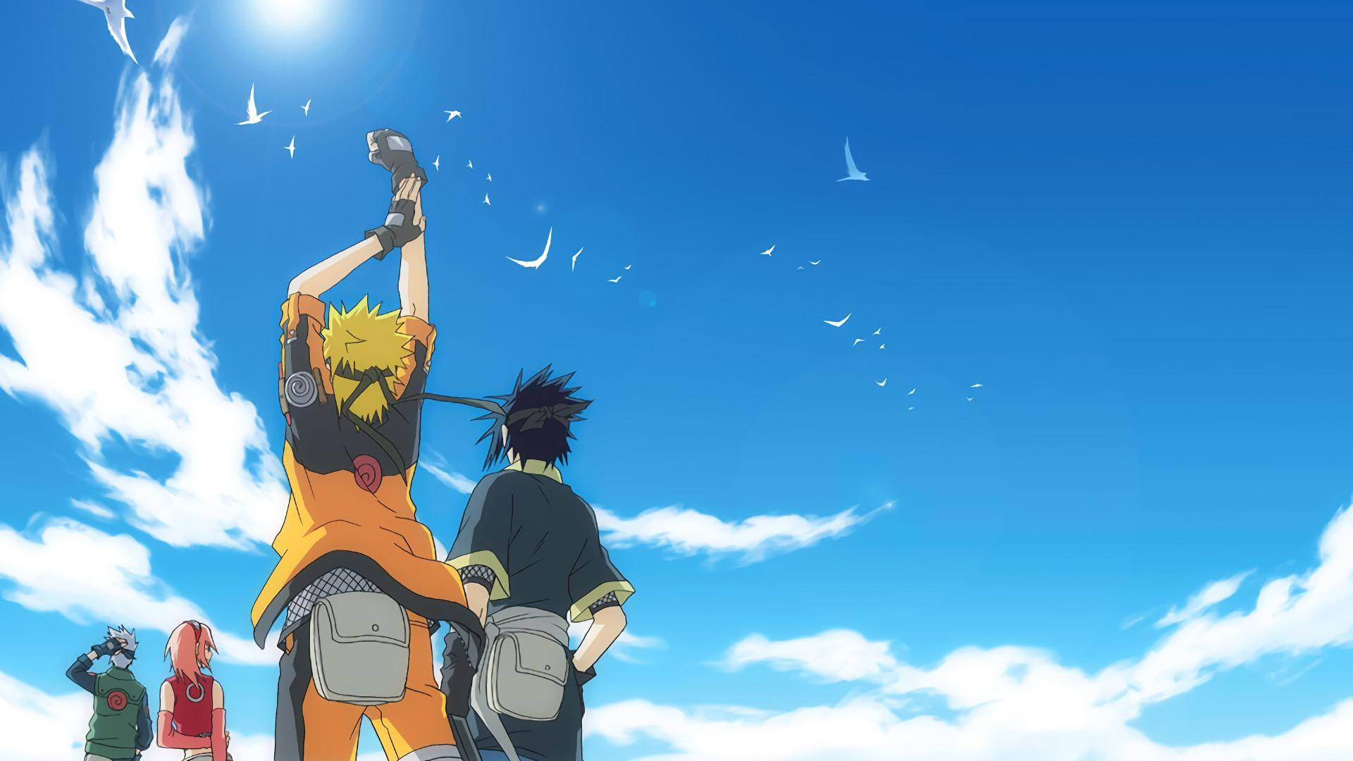 Naruto-figurer med blå himmel æstetik Wallpapers