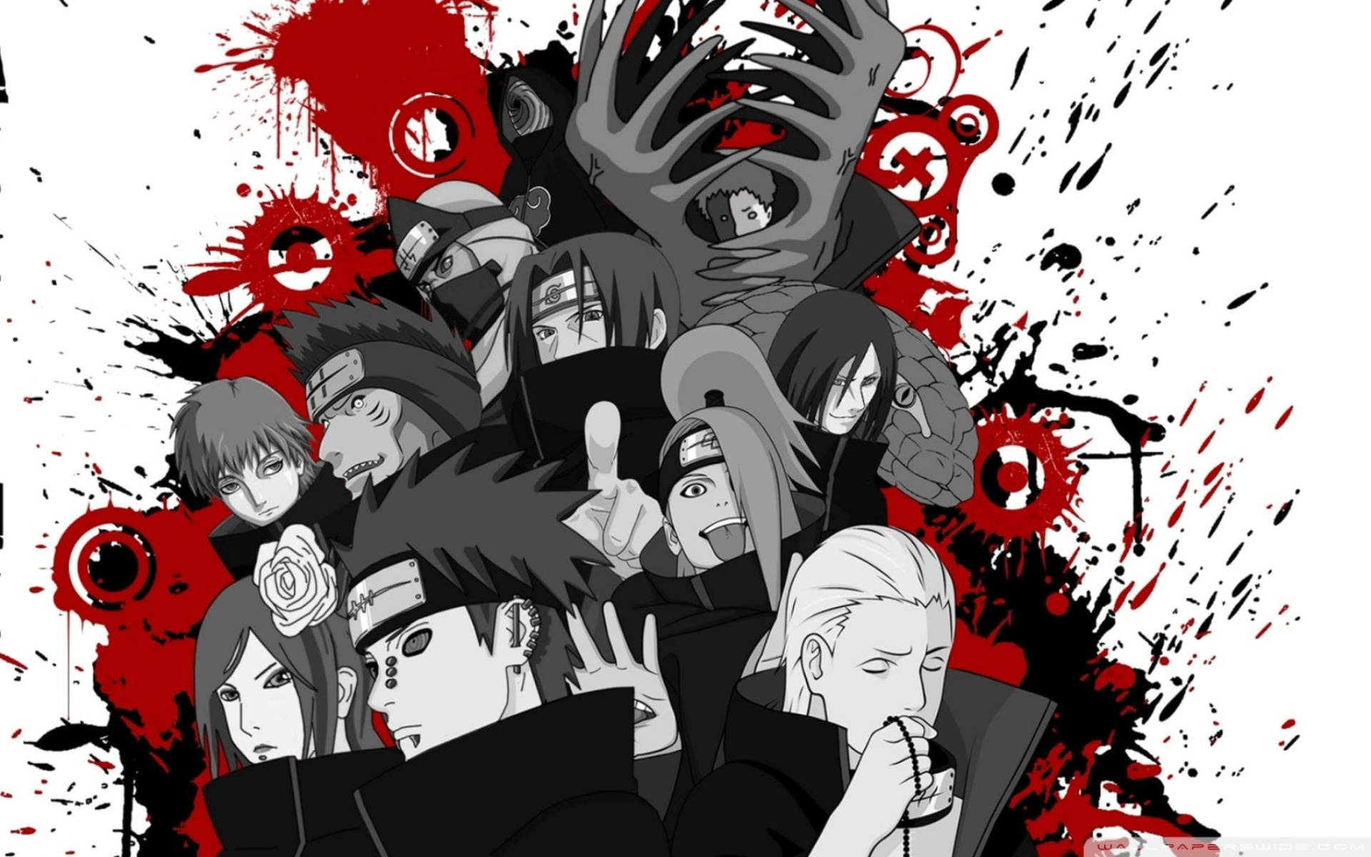 Naruto-karakterer Akatsuki gråtoner Wallpapers